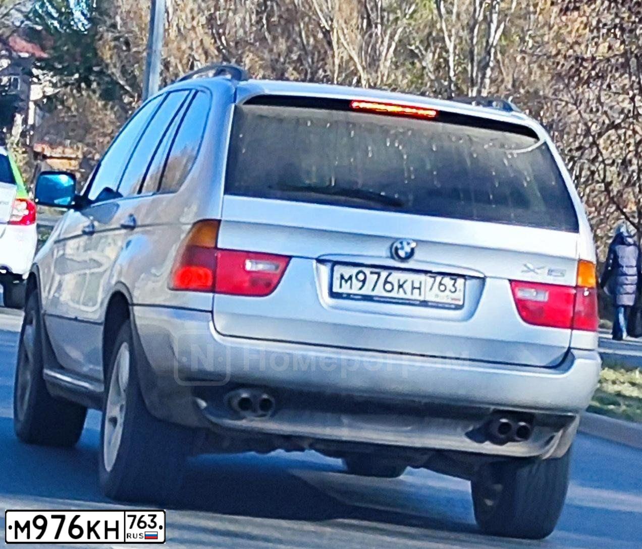 Фото автомобиля BMW X5, 2002 — госномер М976КН763. Цвет: Серебристый