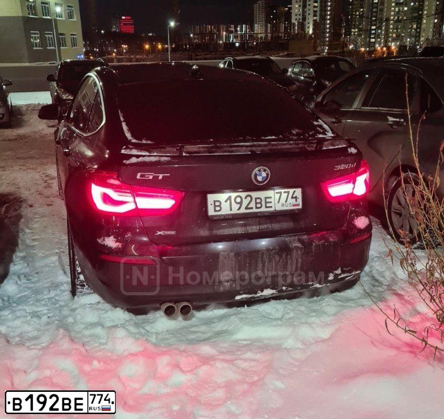 Фото автомобиля BMW SERIE 3 GT, 2017 — госномер В192ВЕ774. Цвет: ЧЕРНЫЙ