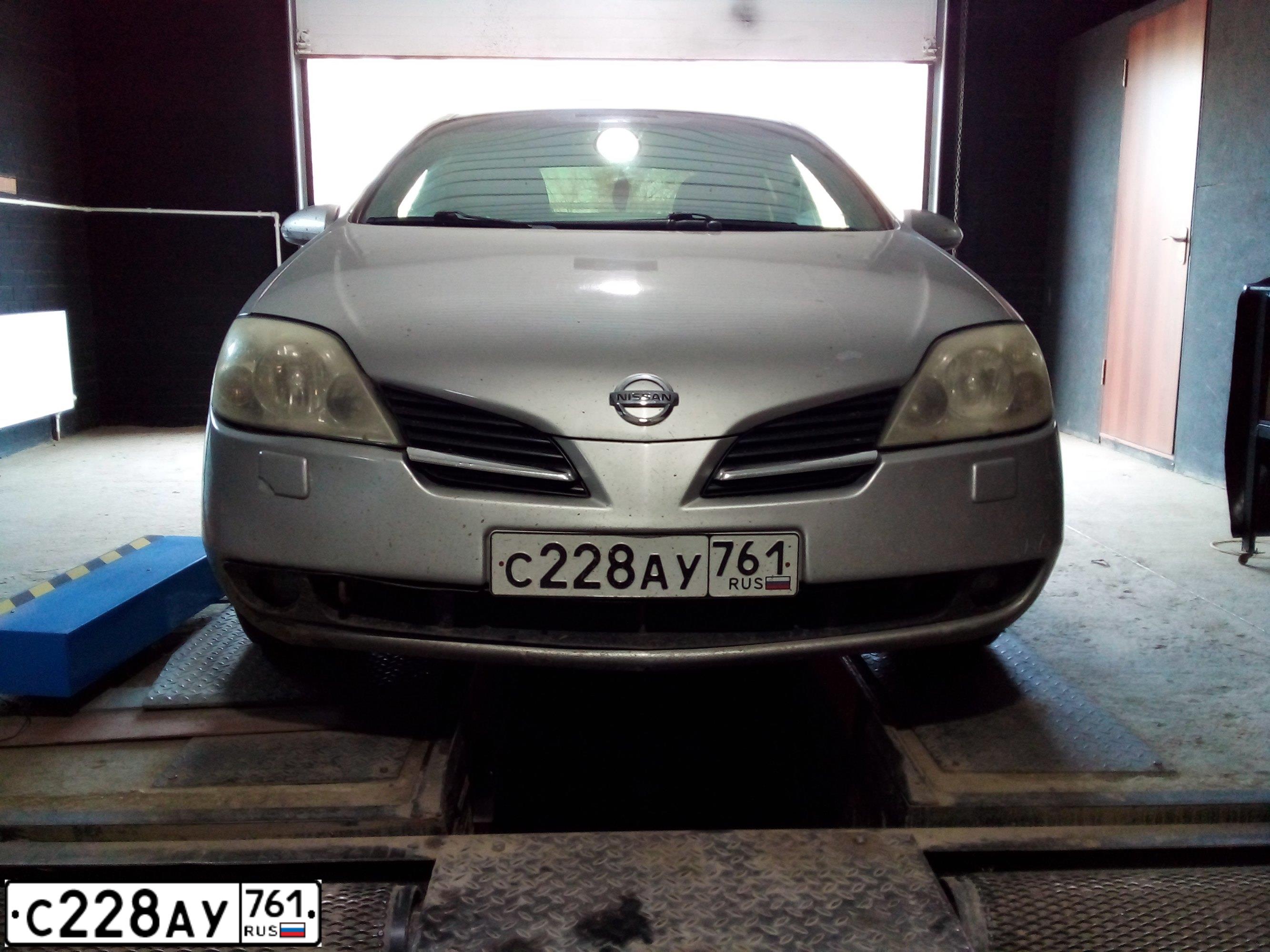 Фото автомобиля NISSAN PRIMERA, 2005 — госномер С228АУ761. Цвет: Серебристый