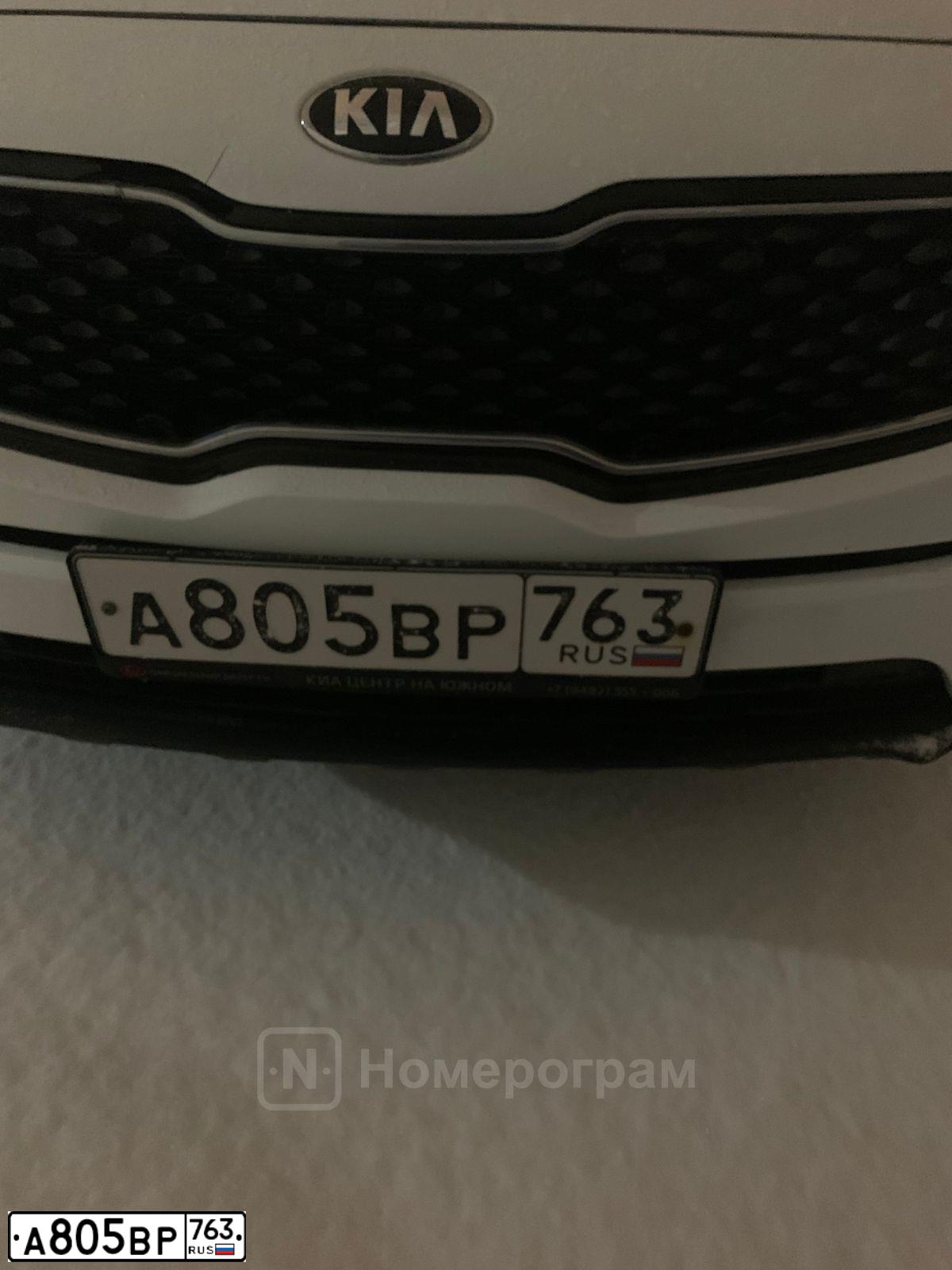 Фото автомобиля KIA SPORTAGE, 2018 — госномер А805ВР763. Цвет: Белый