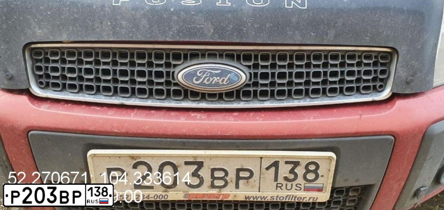 Фото автомобиля FORD FUSION, 2007 — госномер О203СН38. Цвет: ТЕМНО-КРАСНЫЙ