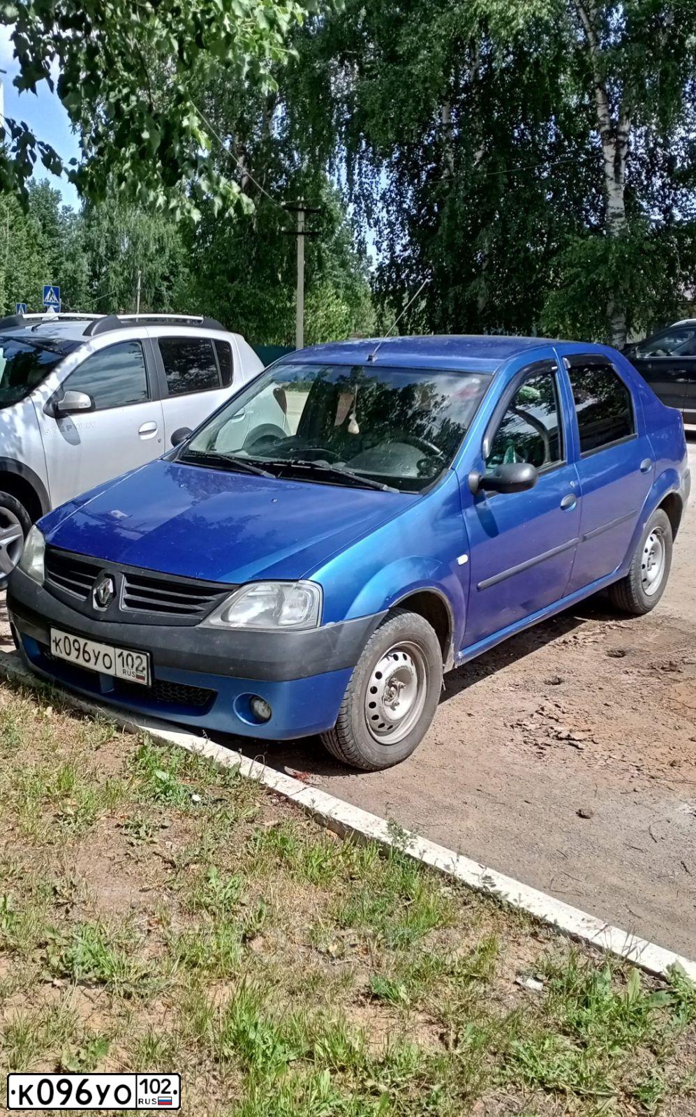 Фото автомобиля RENAULT LOGAN, 2009 — госномер К096УО102. Цвет: СИНИЙ МЕТАЛЛИК
