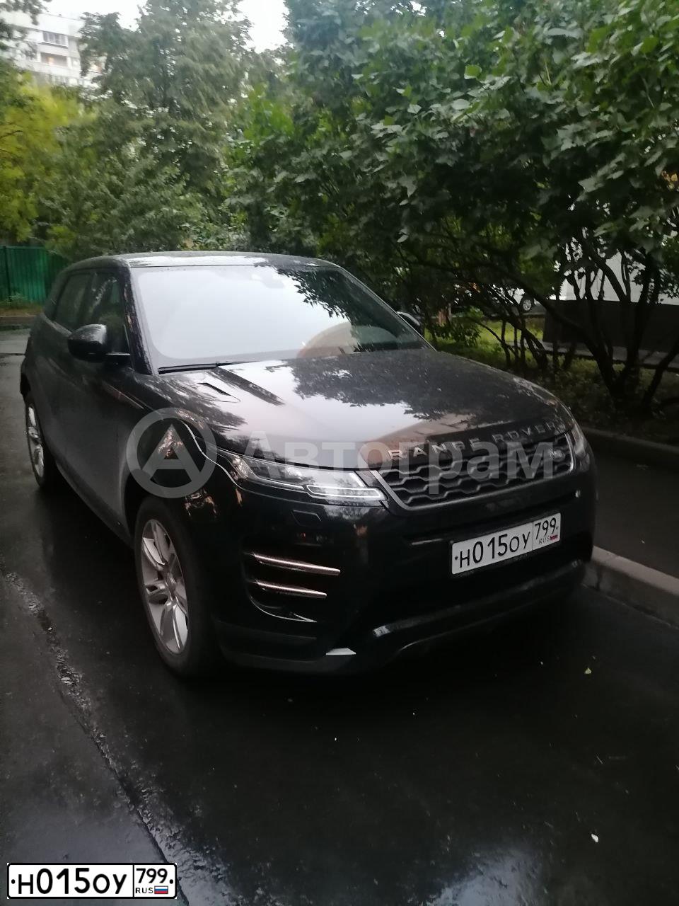 Фото автомобиля LANDROVER RANGE ROVER EVOQUE, 2019 — госномер Н015ОУ799. Цвет: ЧЕРНЫЙ