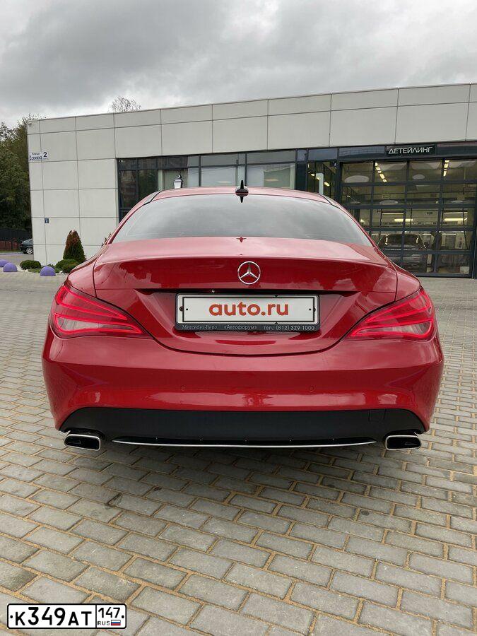 Фото автомобиля MERCEDES CLA-KLASSE, 2015 — госномер К349АТ147. Цвет: Красный