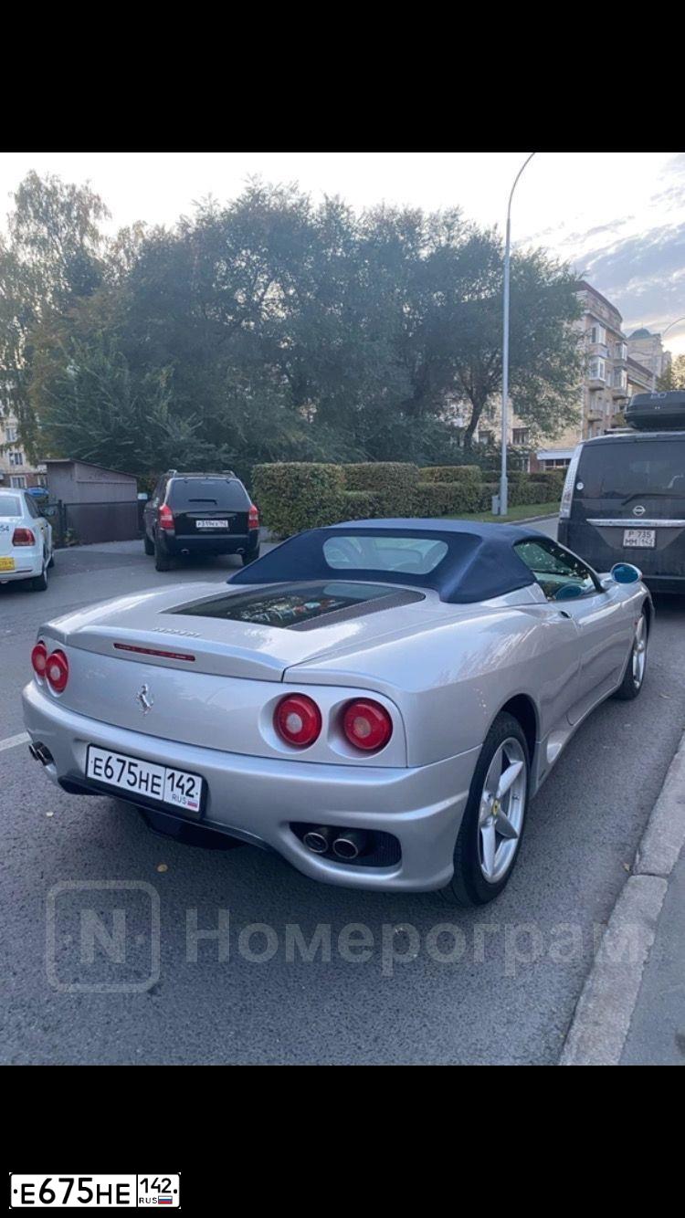 Фото автомобиля FERRARI 360, 2002 — госномер О593ОО24. Цвет: СЕРЕБРИСТЫЙ