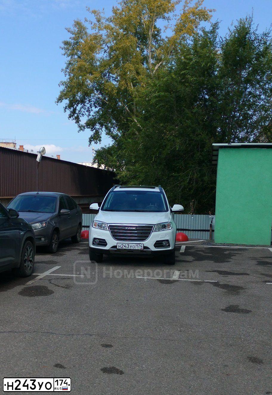 Фото автомобиля HAVAL H6, 2019 — госномер Н243УО174. Цвет: БЕЛЫЙ