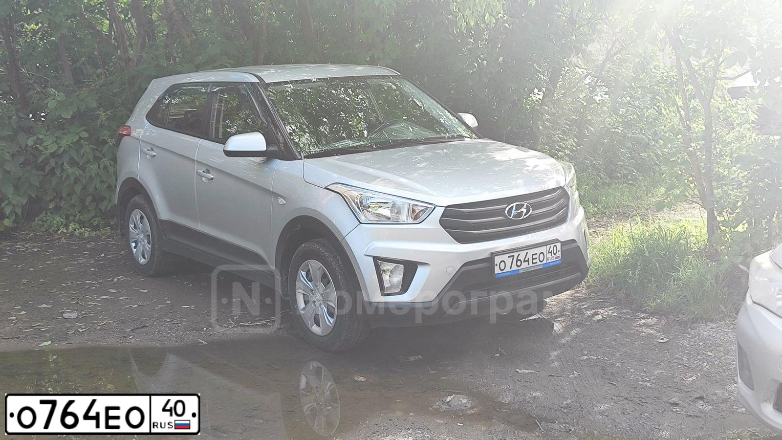 Фото автомобиля HYUNDAI CRETA, 2017 — госномер О764ЕО40. Цвет: СЕРЕБРИСТЫЙ