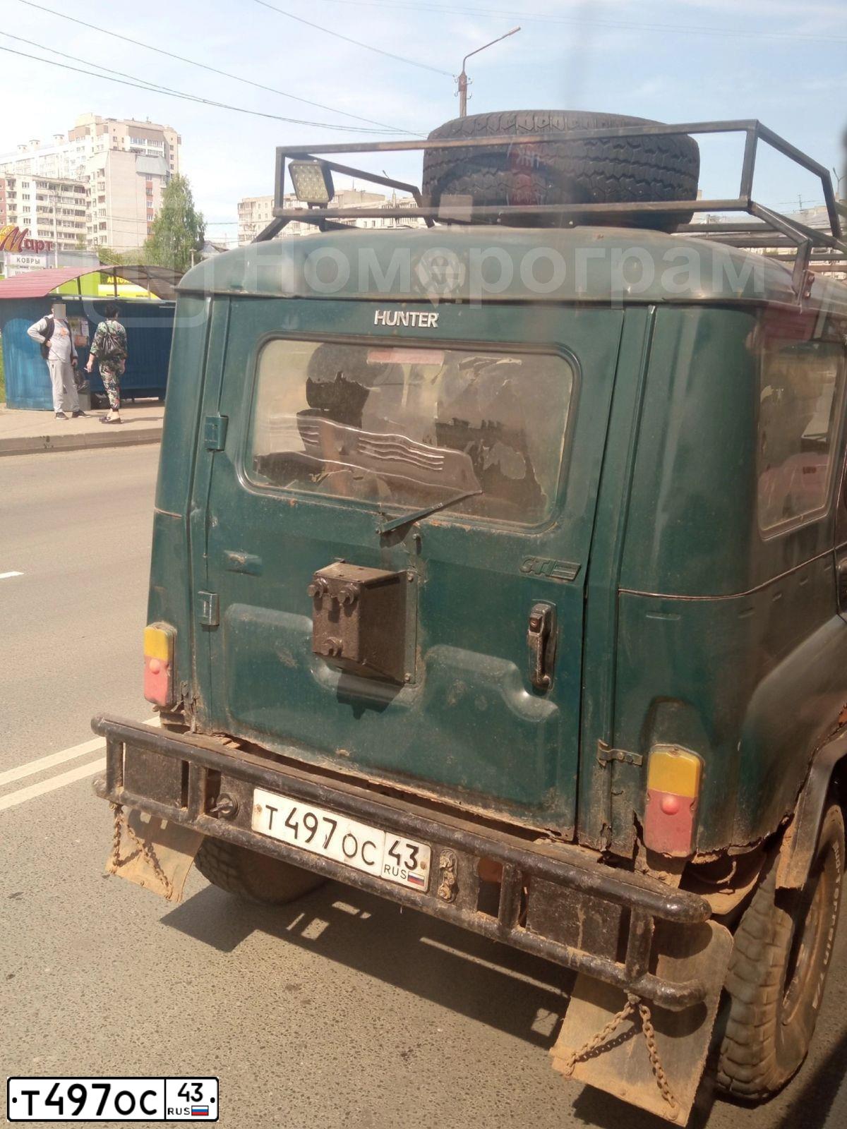 Фото автомобиля UAZ 3151 / HUNTER, 2004 — госномер Т497ОС43. Цвет: МУРЕНА