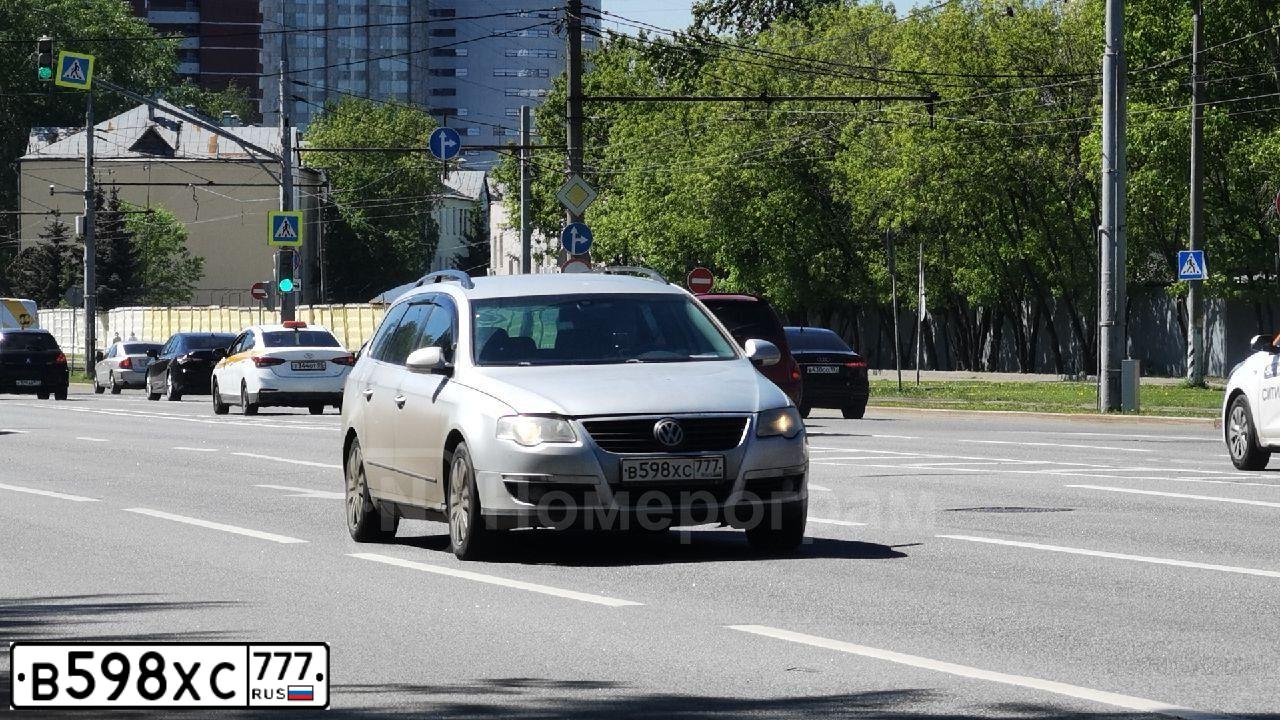 Фото автомобиля VOLKSWAGEN PASSAT, 2008 — госномер В598ХС777. Цвет: СЕРЕБРИСТЫЙ