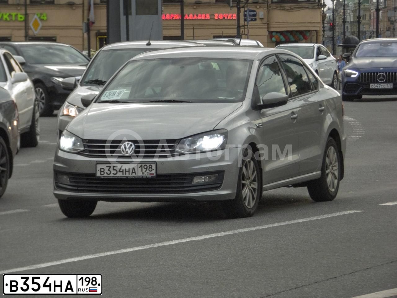 Фото автомобиля VOLKSWAGEN POLO, 2019 — госномер В354НА198. Цвет: СЕРЕБРИСТЫЙ