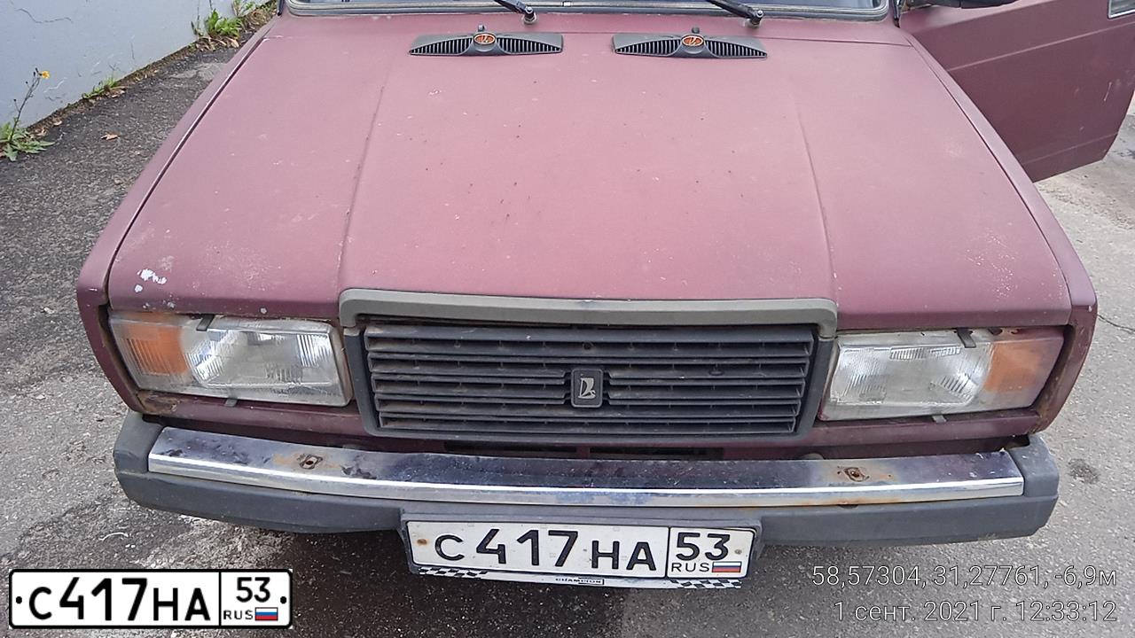 Фото автомобиля LADA 2107, 2005 — госномер С417НА53. Цвет: ТЕМНО-ВИШНЕВЫЙ