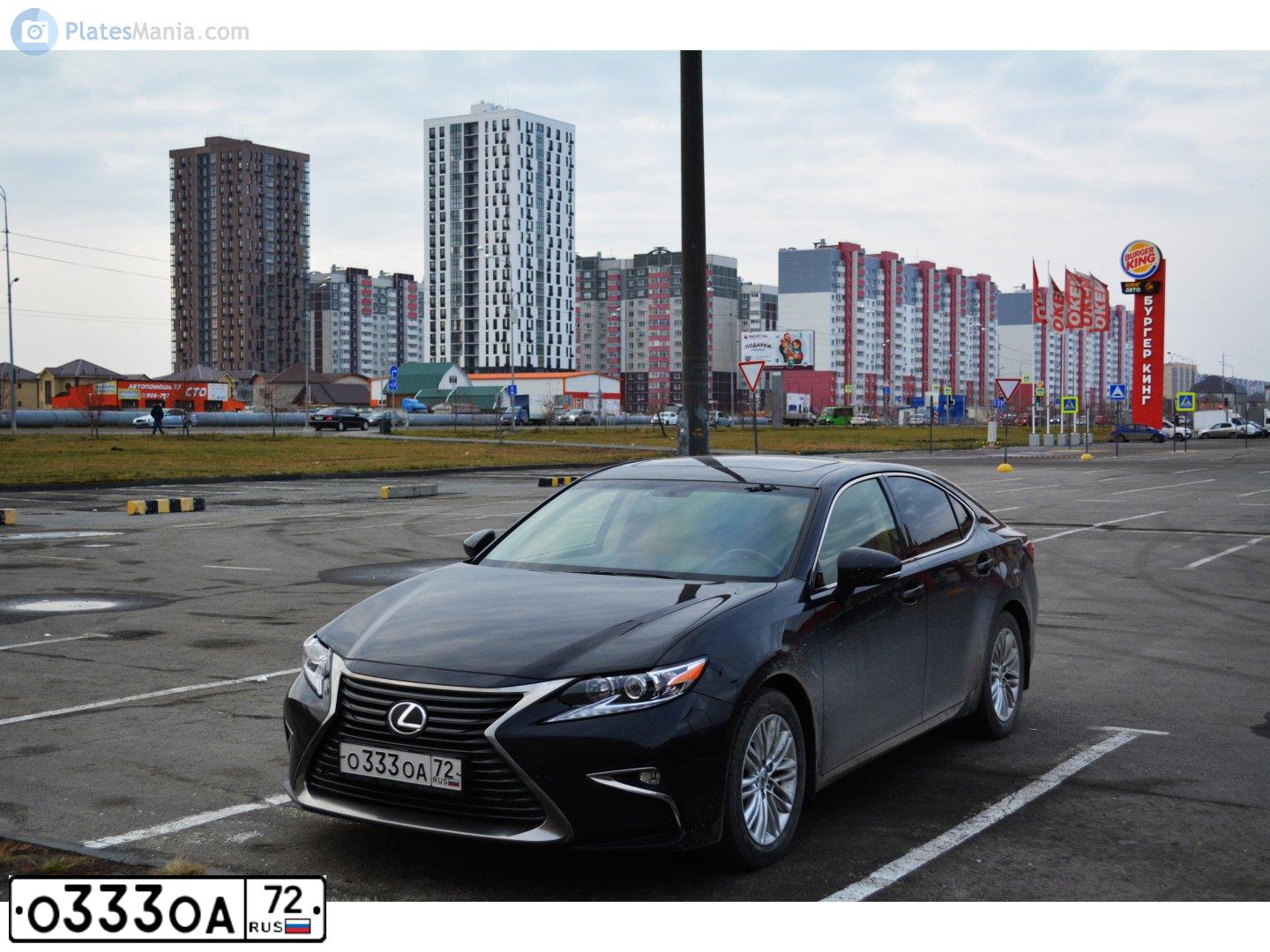 Фото автомобиля LEXUS ES, 2017 — госномер О333ОА72. Цвет: ЧЕРНЫЙ