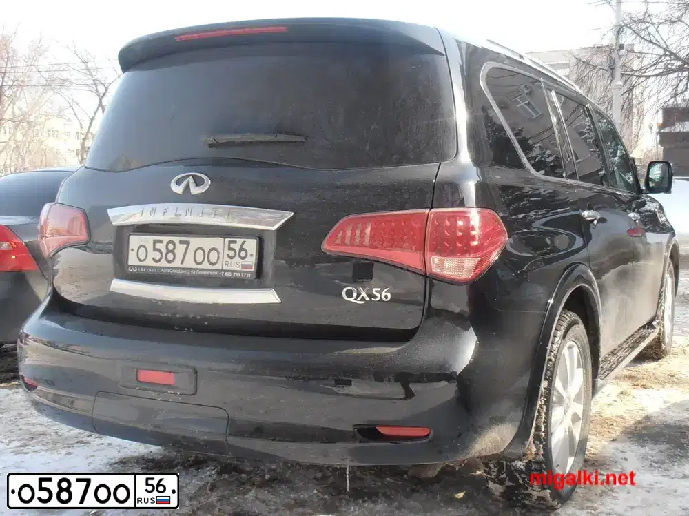 Фото автомобиля INFINITI QX80 /QX56/, 2011 — госномер О587ОО56. Цвет: ЧЕРНЫЙ