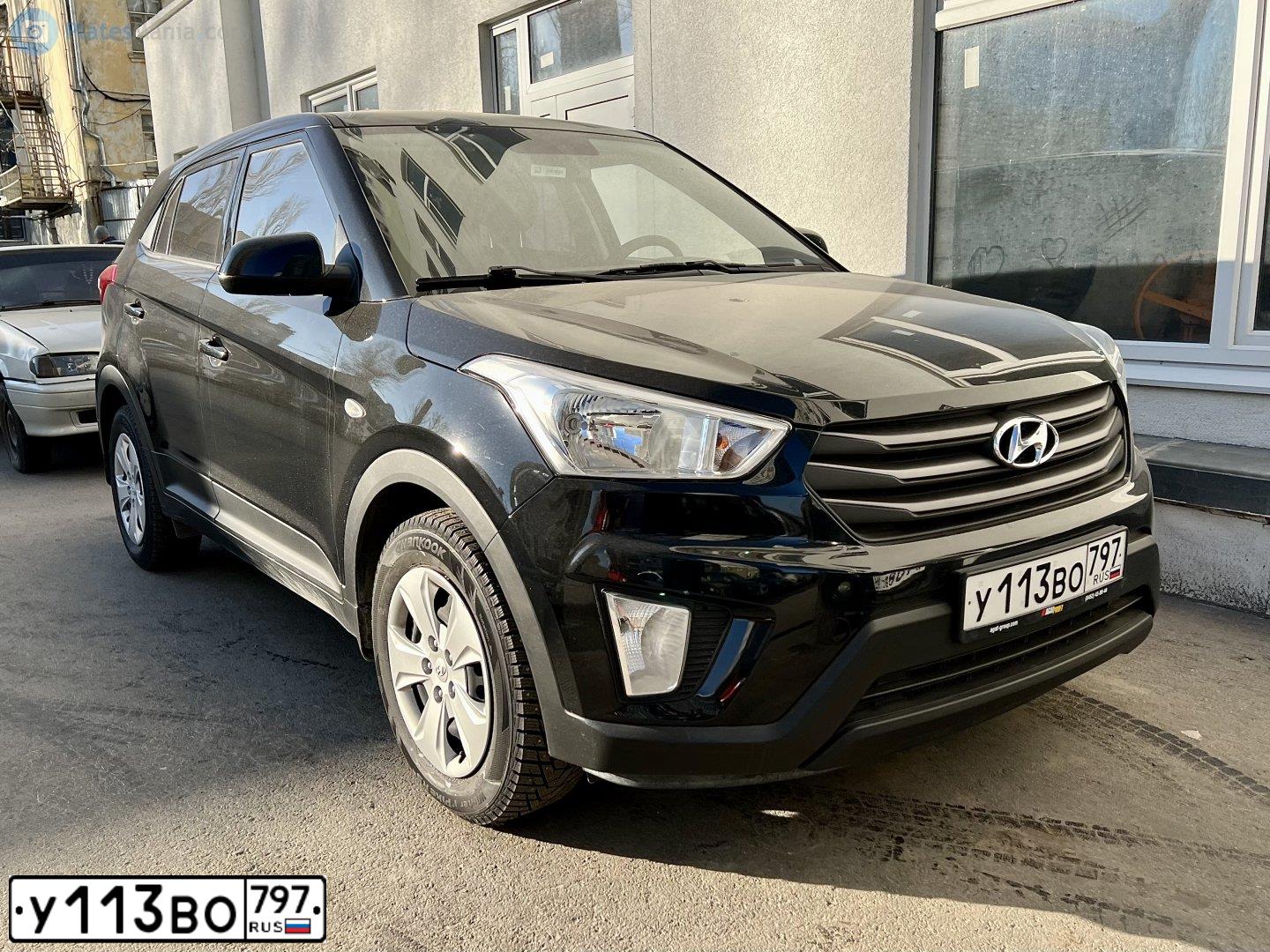 Фото автомобиля HYUNDAI CRETA, 2019 — госномер У113ВО797. Цвет: ЧЕРНЫЙ