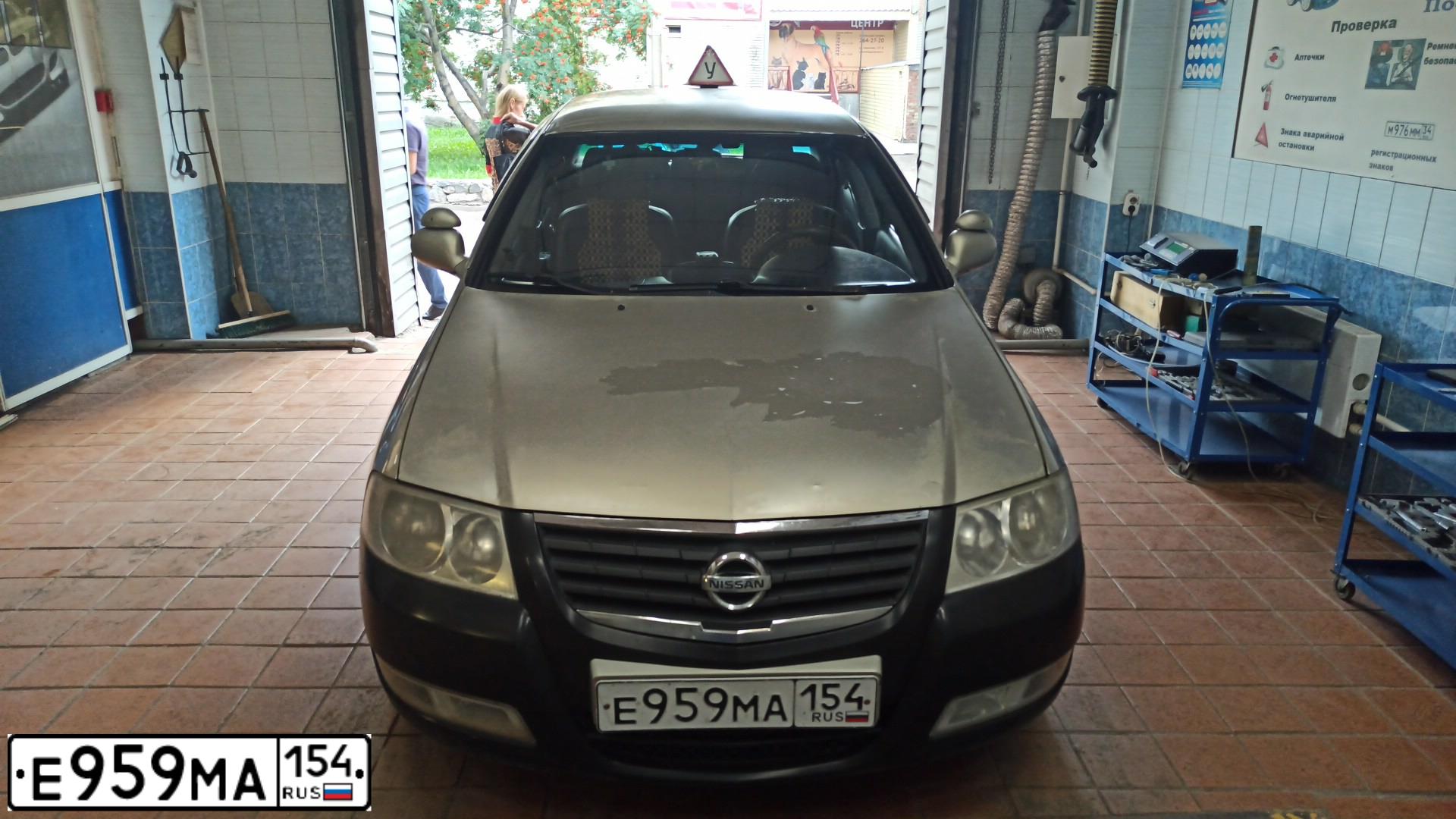 Фото автомобиля NISSAN ALMERA, 2006 — госномер Е959МА154. Цвет: БЕЖЕВЫЙ
