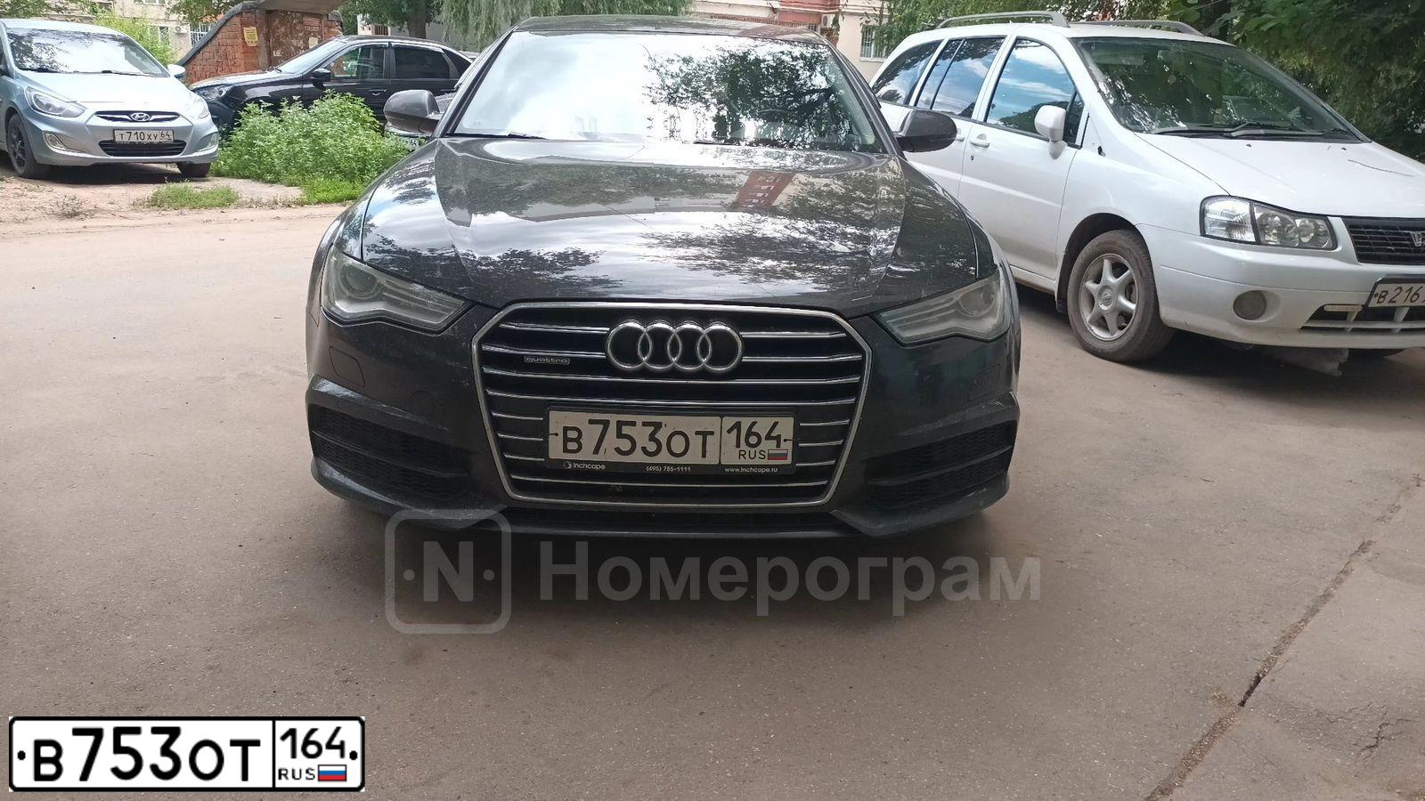 Фото автомобиля AUDI A6, 2017 — госномер В753ОТ164. Цвет: ЧЕРНЫЙ
