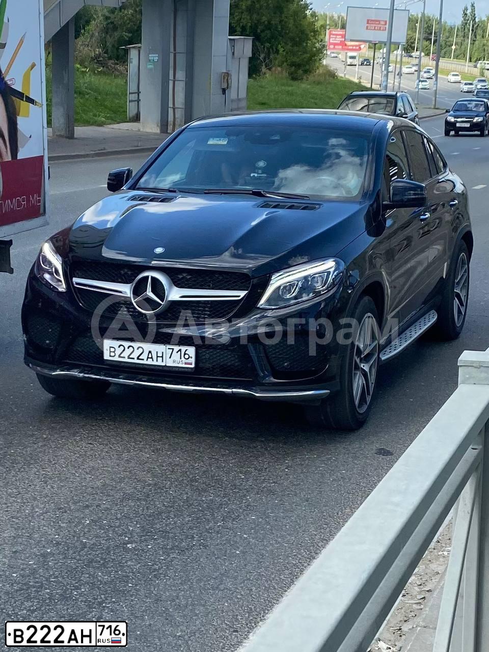 Фото автомобиля MERCEDES GLE-KLASSE, 2016 — госномер В222АН716. Цвет: ЧЕРНЫЙ