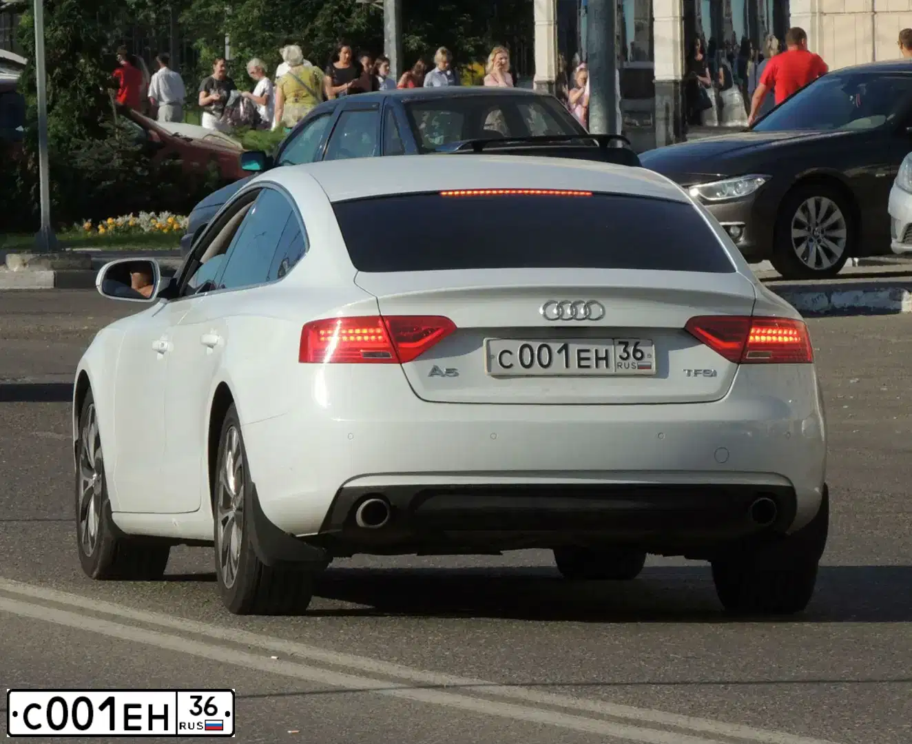 Фото автомобиля AUDI A5, 2013 — госномер С001ЕН36. Цвет: БЕЛЫЙ