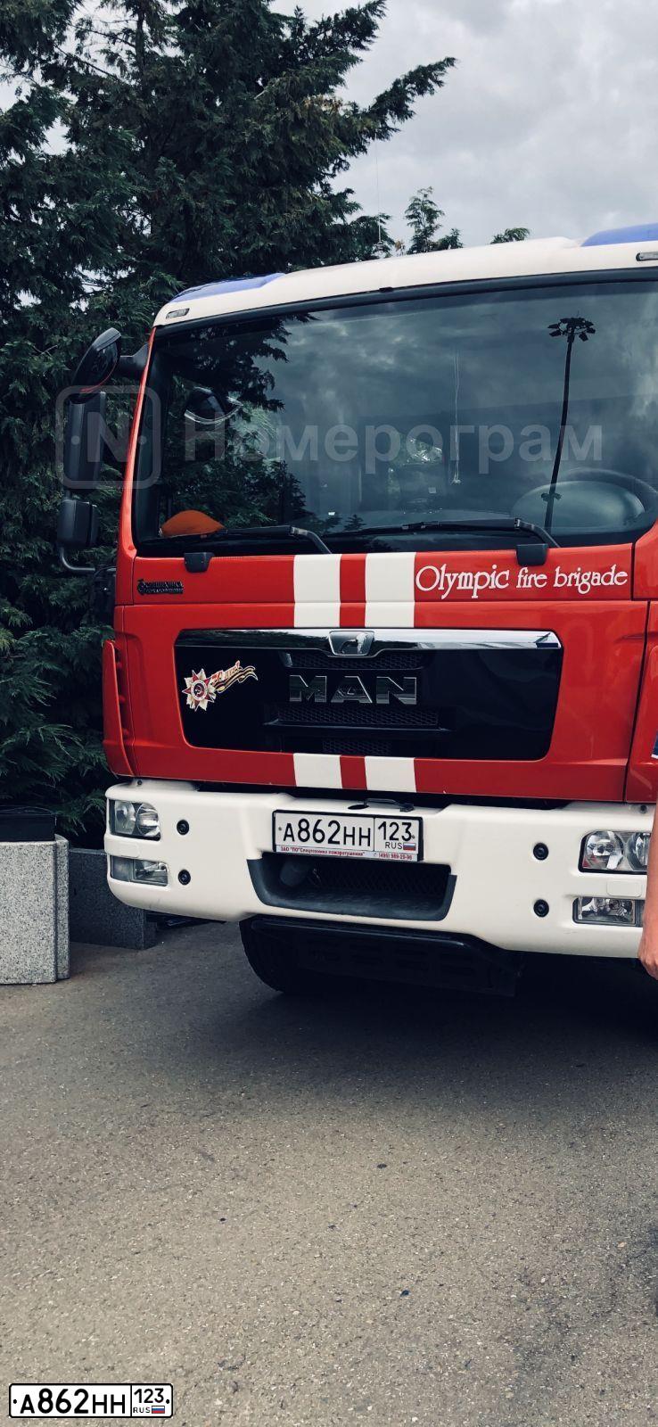 Фото автомобиля MAN TGM, 2013 — госномер А862НН123. Цвет: ЦВ СХ А8 ПО ГОСТ Р 50574-2019