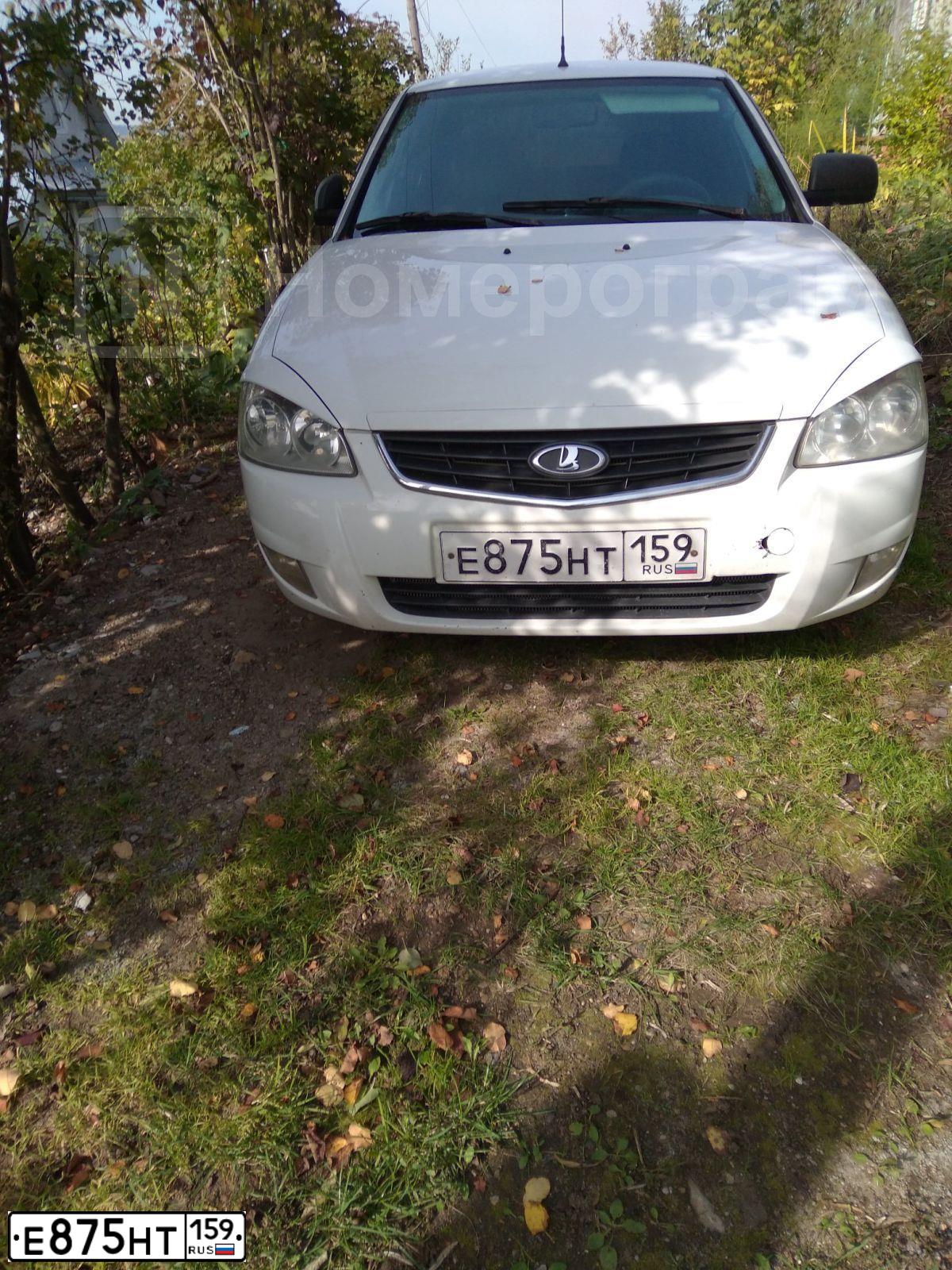 Фото автомобиля LADA 2170 PRIORA, 2012 — госномер Е875НТ159. Цвет: Белый