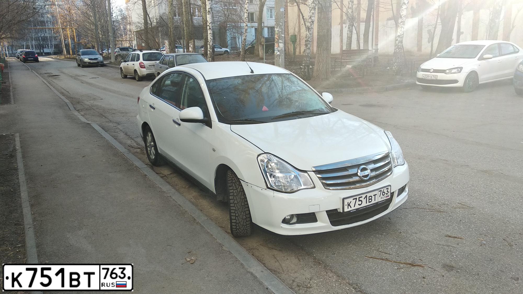Фото автомобиля NISSAN ALMERA /AVTOVAZ/, 2017 — госномер К751ВТ763. Цвет: Белый