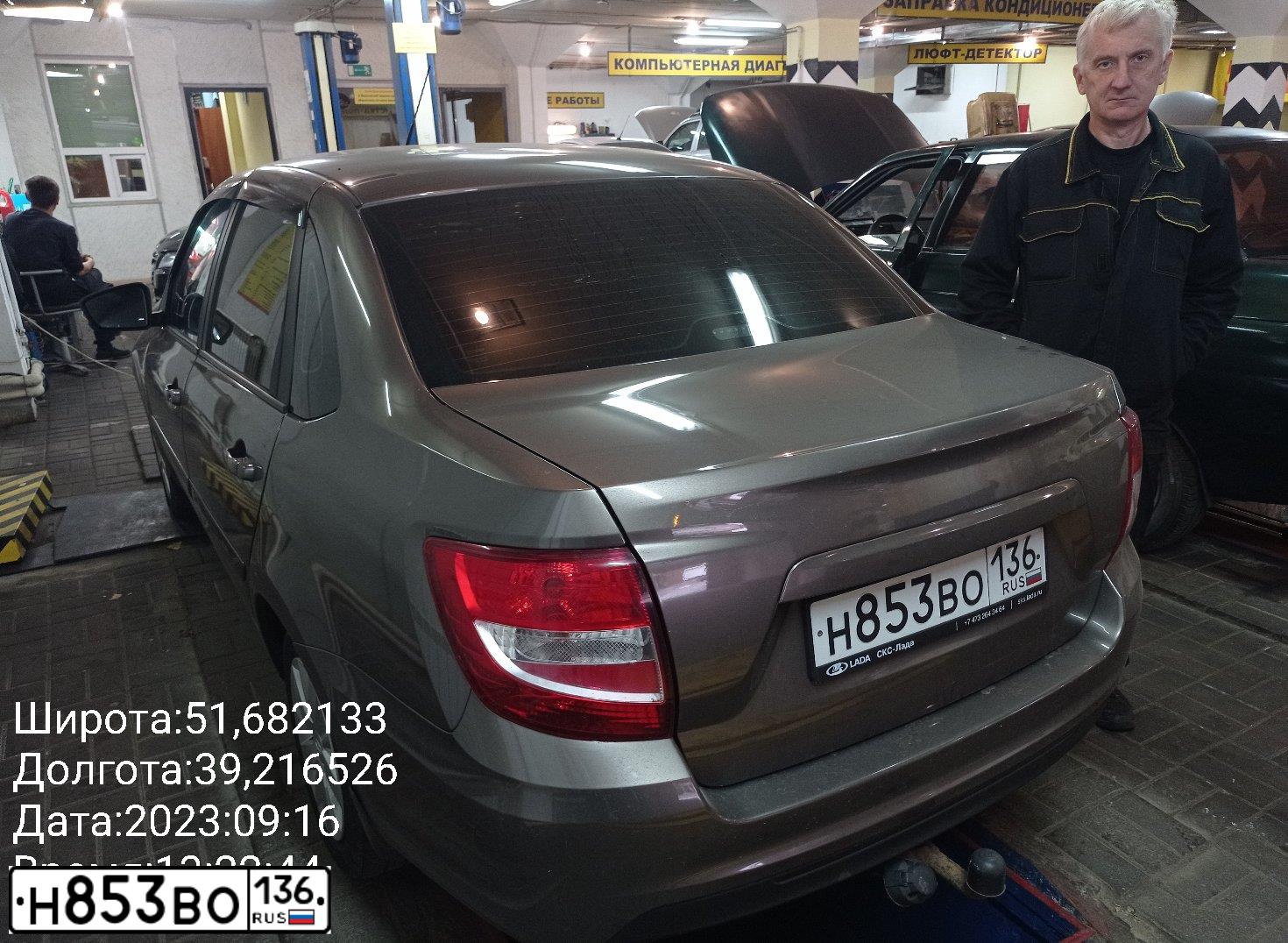 Фото автомобиля LADA 2190 GRANTA, 2019 — госномер Н853ВО136. Цвет: Золотисто-коричневый