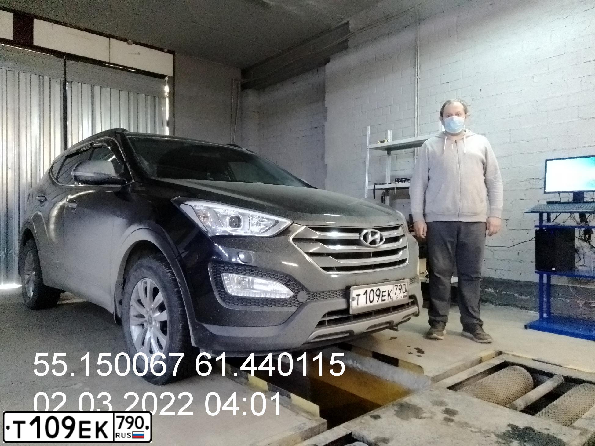 Фото автомобиля HYUNDAI SANTA FE, 2014 — госномер В074ВМ774. Цвет: ЧЕРНЫЙ
