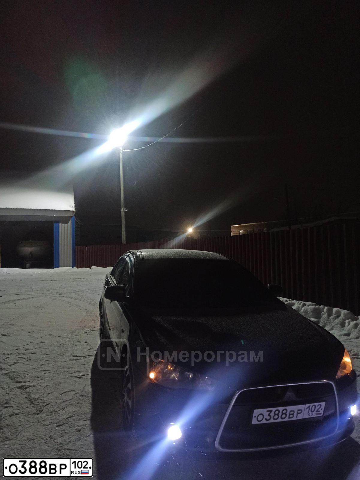 Фото автомобиля MITSUBISHI LANCER, 2012 — госномер О388ВР102. Цвет: ЧЕРНЫЙ