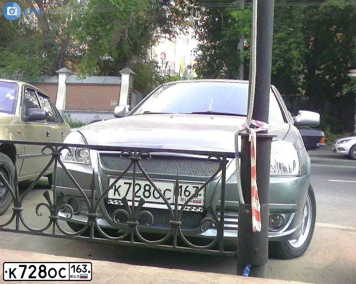 Фото автомобиля LADA 2170 PRIORA, 2008 — госномер К728ОС163. Цвет: средний серо-зеленый металлик