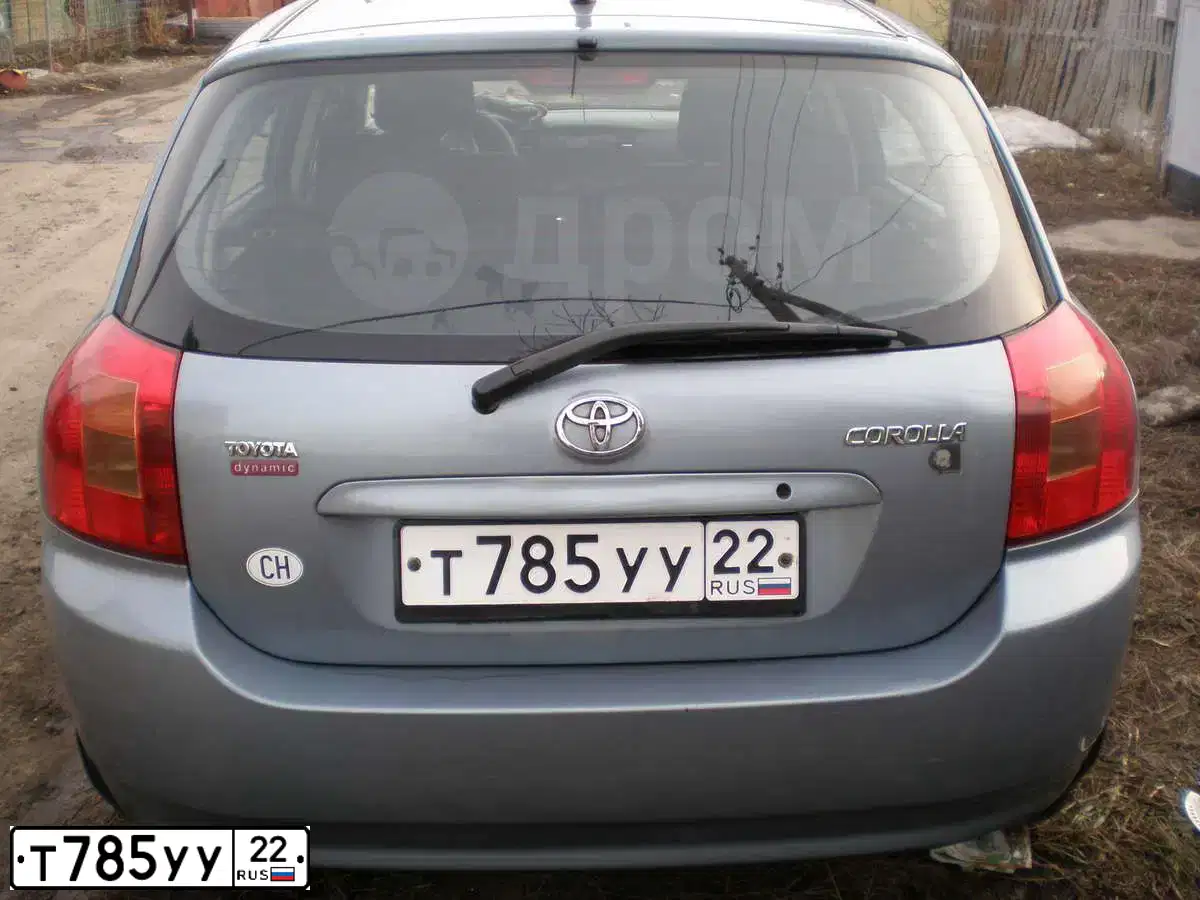 Фото автомобиля TOYOTA COROLLA, 2003 — госномер Т785УУ22. Цвет: СЕРО-ГОЛУБОЙ