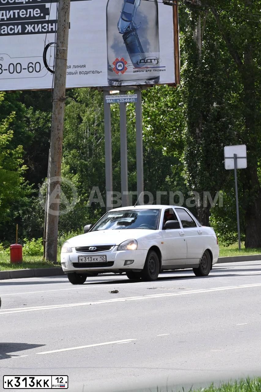 Фото автомобиля LADA 2170 PRIORA, 2012 — госномер К313КК12. Цвет: БЕЛЫЙ