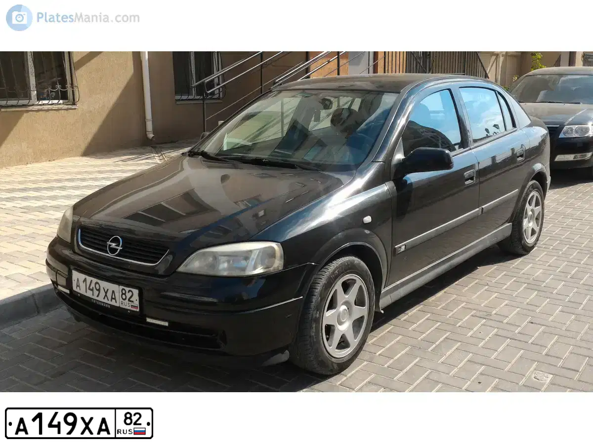 Фото автомобиля ОПЕЛЬ АСТРА, 1999 — госномер А149ХА82. Цвет: ЧЕРНЫЙ