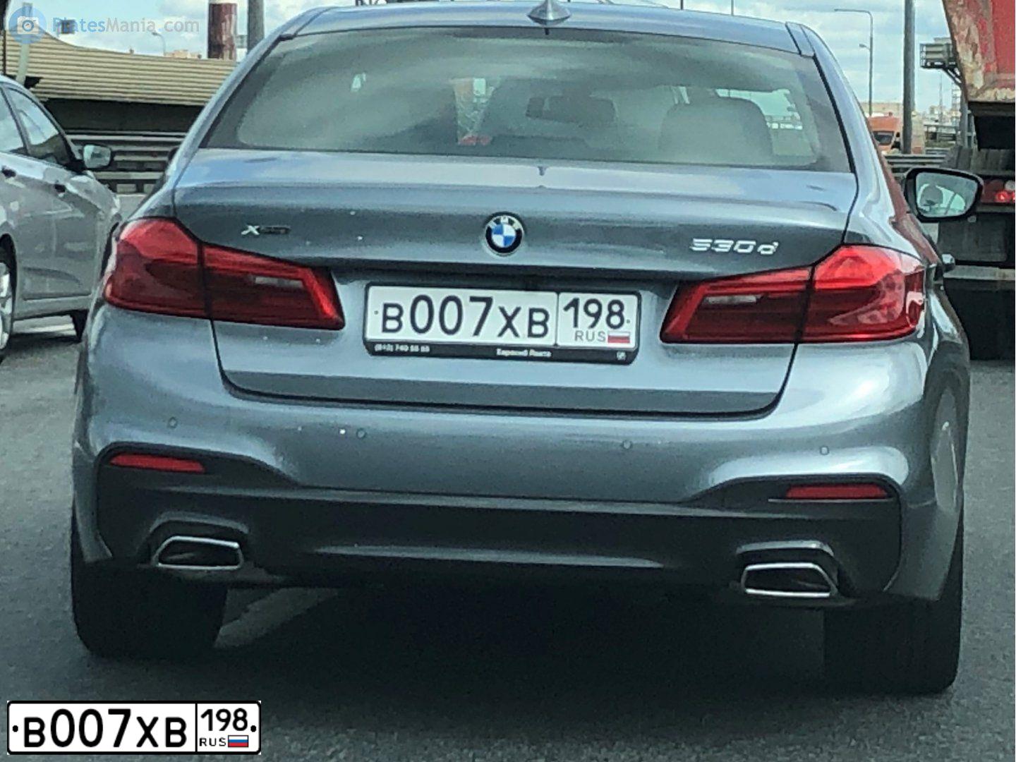 Фото автомобиля BMW 530D XDRIVE, 2019 — госномер В007ХВ198. Цвет: СЕРЫЙ