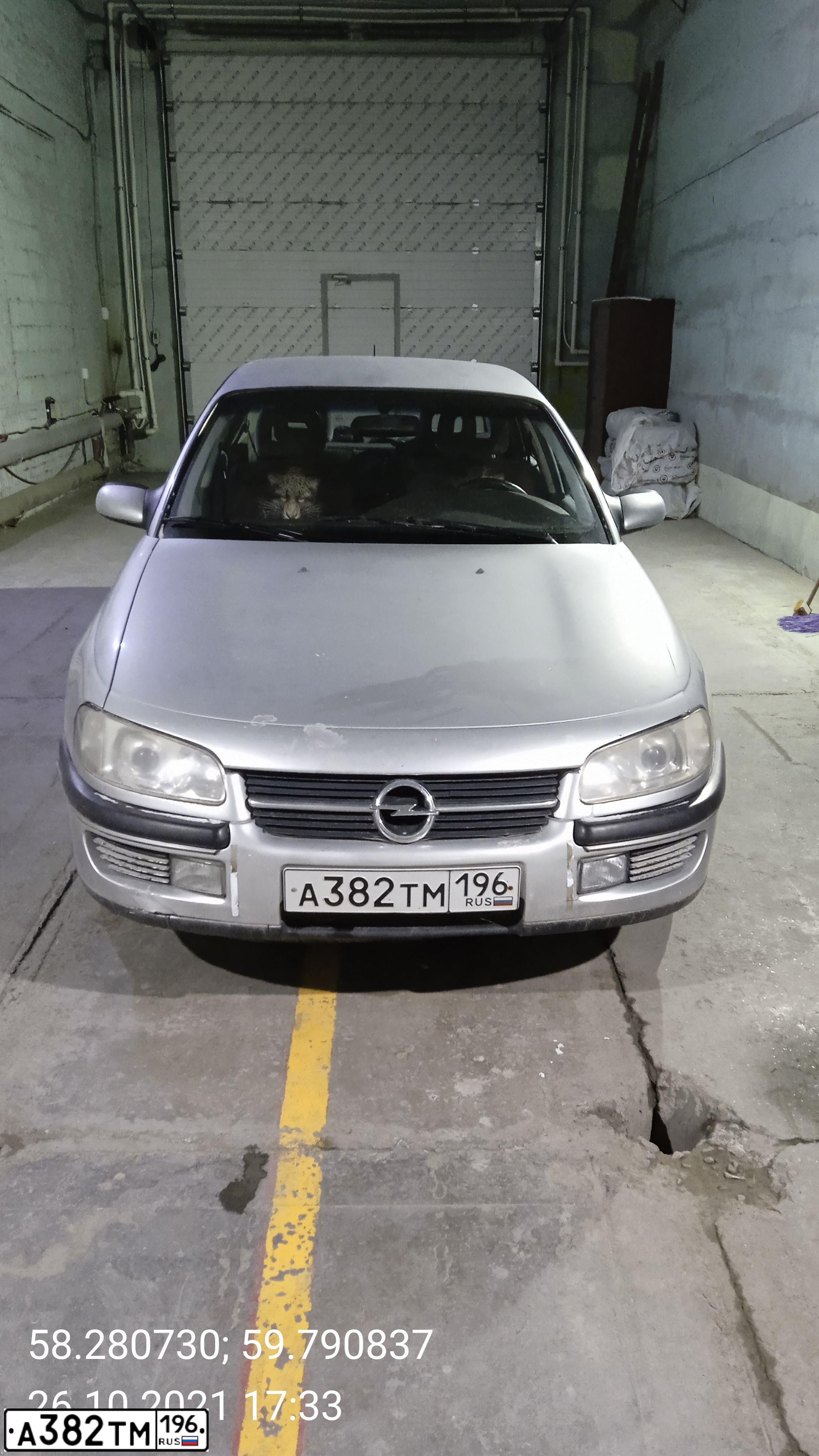 Фото автомобиля OPEL OMEGA, 1996 — госномер А382ТМ196. Цвет: СЕРЕБРИСТЫЙ