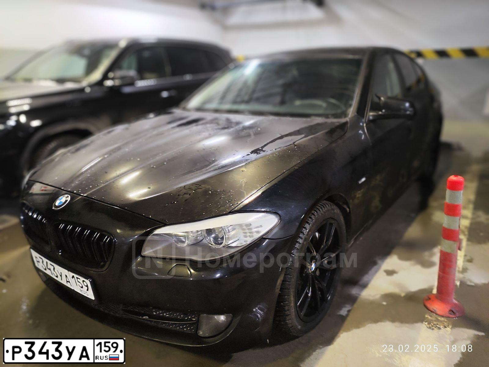 Фото автомобиля BMW SERIE 5, 2013 — госномер Р343УА159. Цвет: ЧЕРНЫЙ