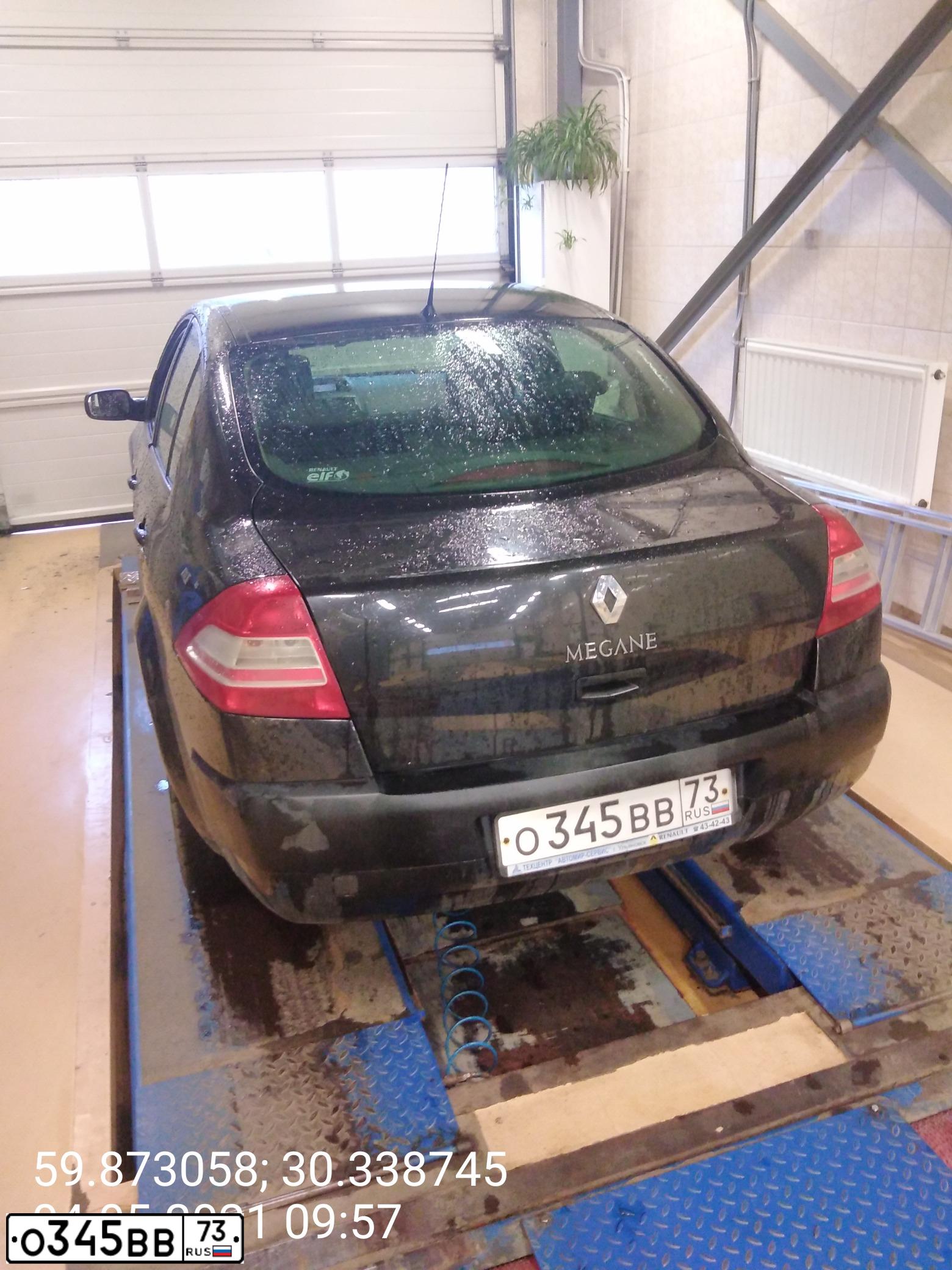 Фото автомобиля RENAULT MEGANE, 2008 — госномер О345ВВ73. Цвет: ЧЕРНЫЙ