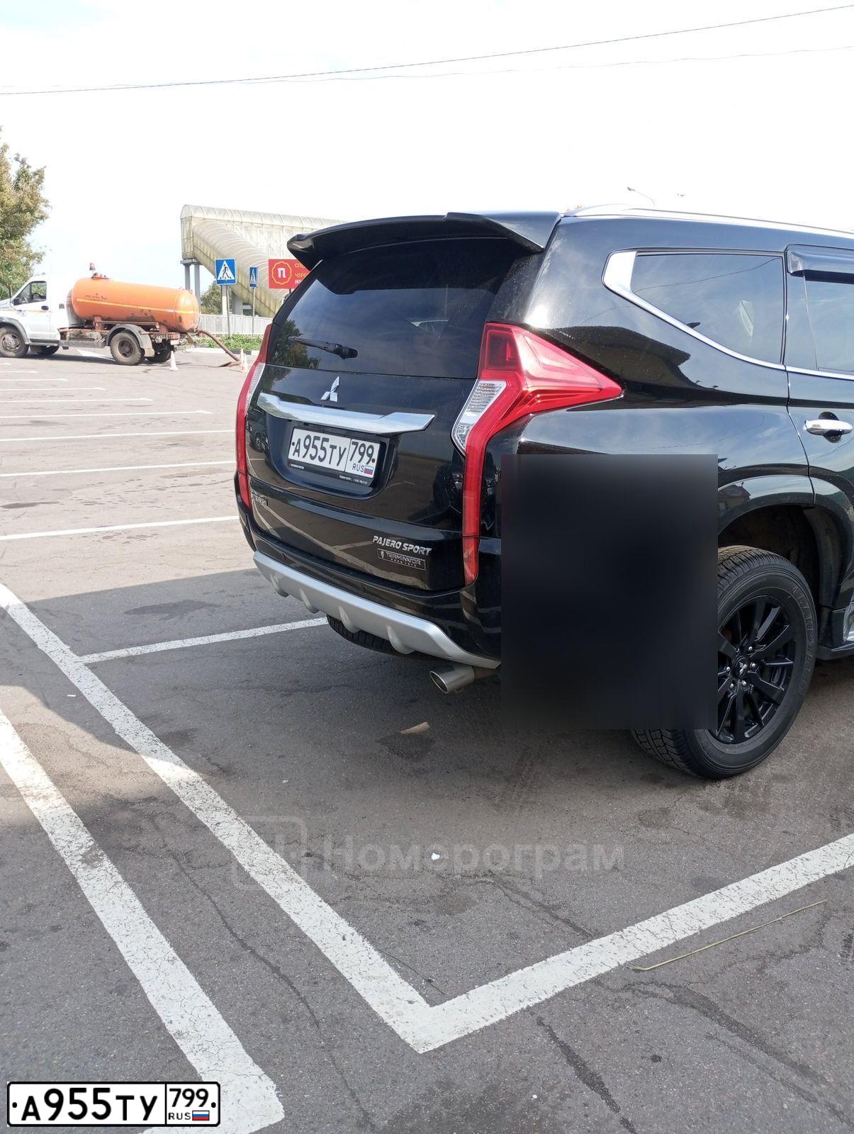 Фото автомобиля MITSUBISHI PAJERO SPORT, 2019 — госномер А955ТУ799. Цвет: ЧЕРНЫЙ