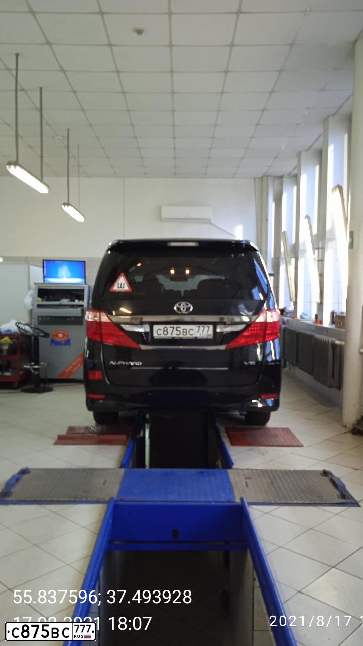 Фото автомобиля TOYOTA ALPHARD, 2014 — госномер К634ТУ702. Цвет: ЧЕРНЫЙ