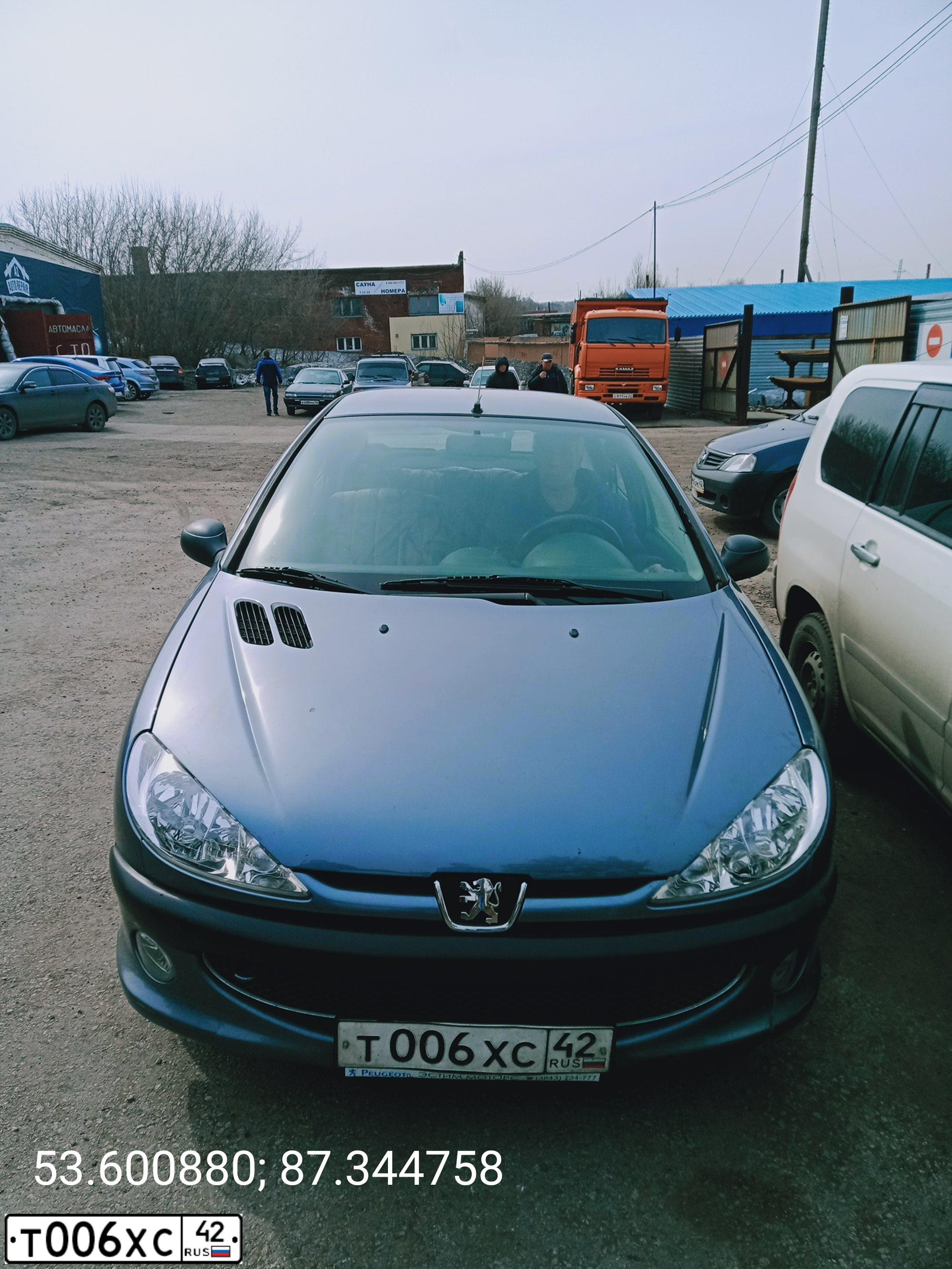 Фото автомобиля PEUGEOT 206, 2009 — госномер Т006ХС42. Цвет: СЕРЫЙ
