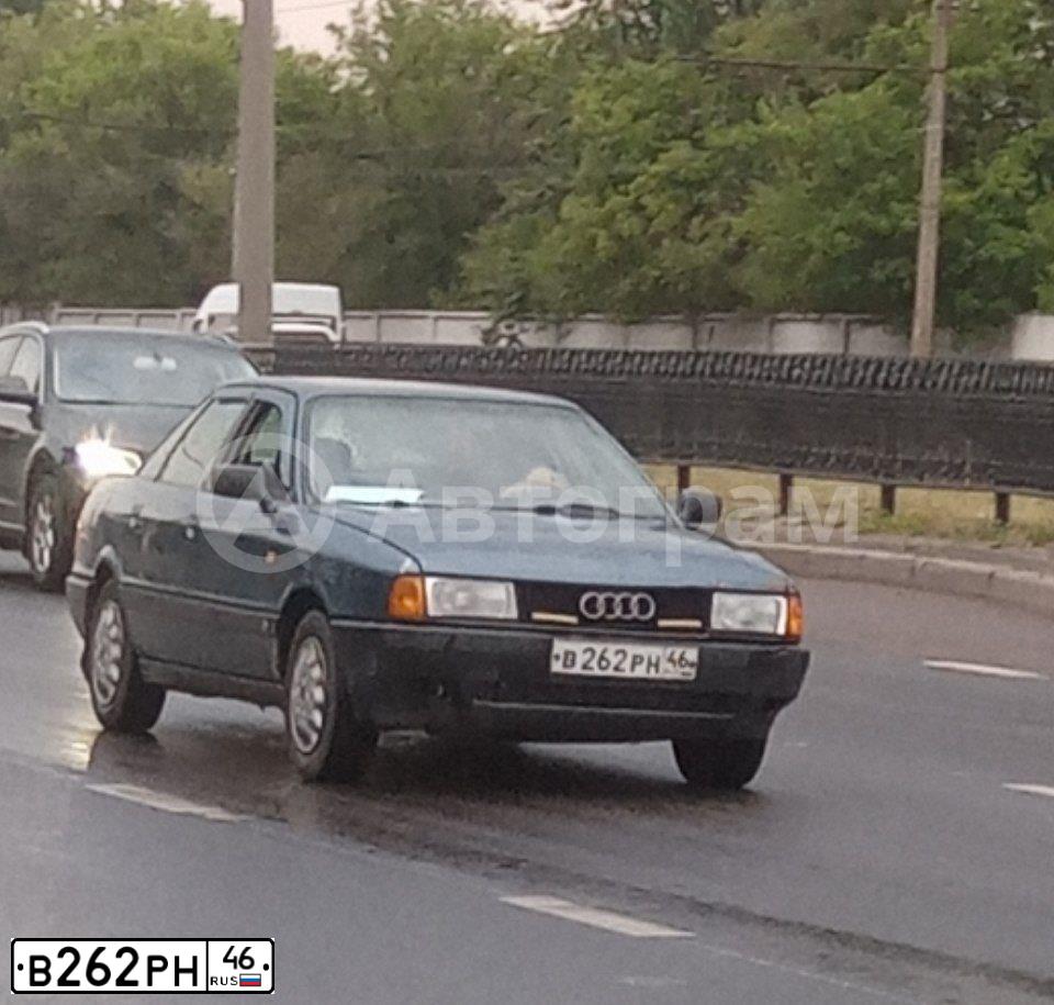 Фото автомобиля AUDI 80, 1991 — госномер В262РН46. Цвет: СИНЕ-ЗЕЛЕНЫЙ