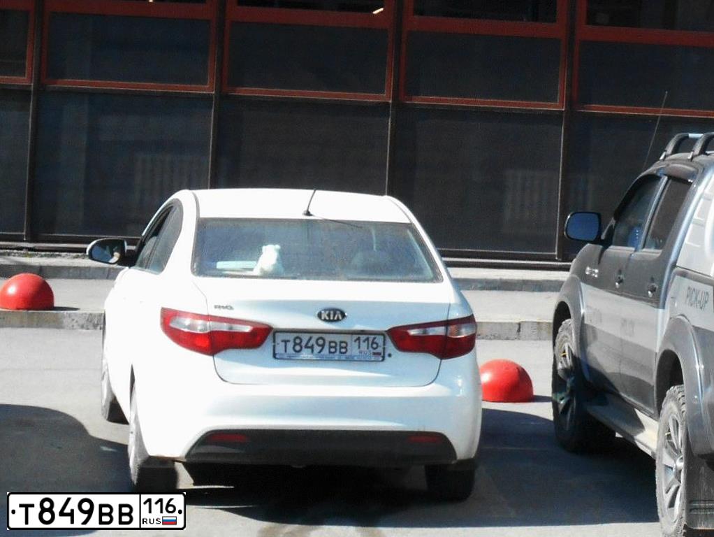 Фото автомобиля KIA RIO, 2013 — госномер Т849ВВ116. Цвет: Белый
