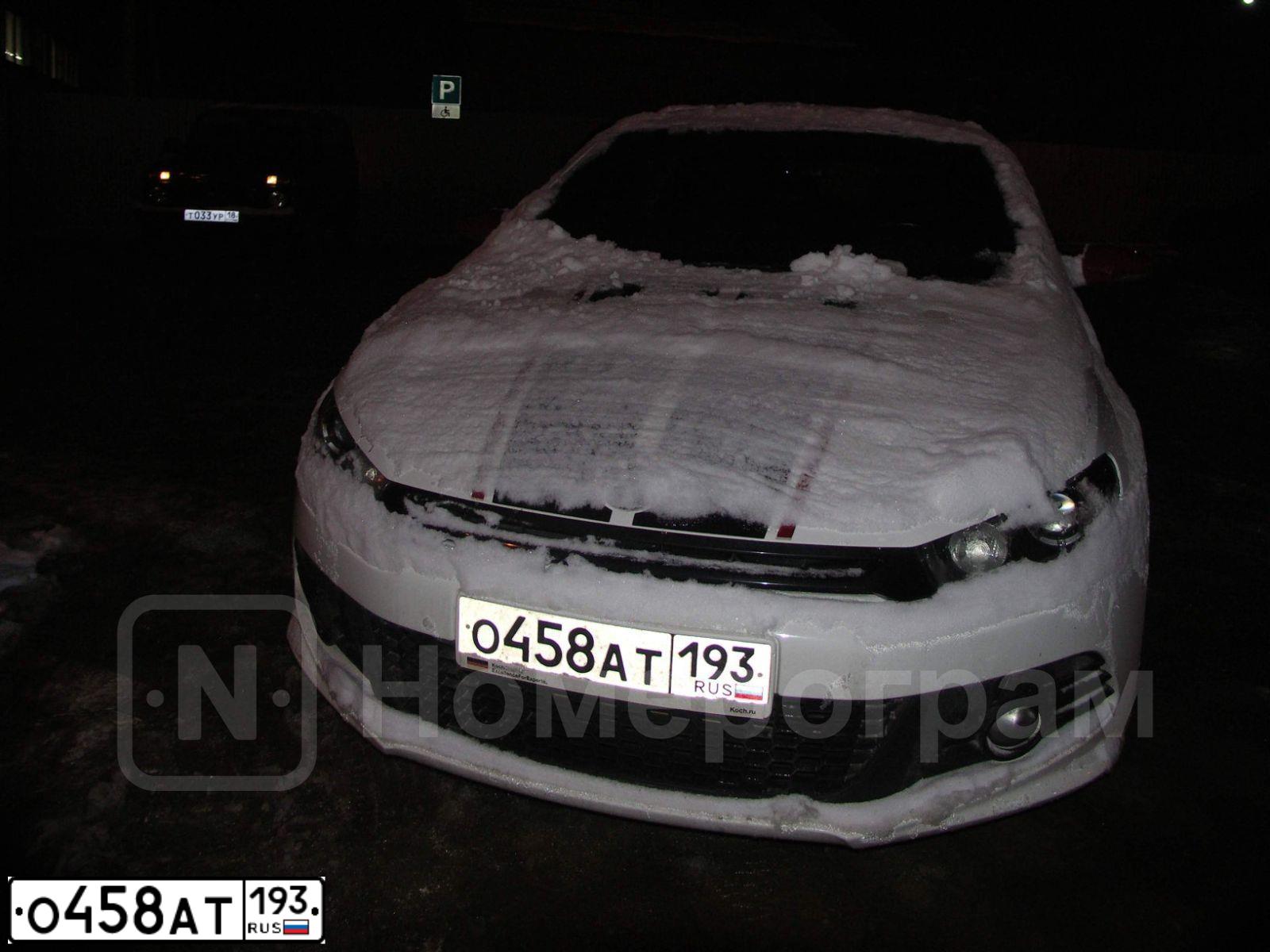 Фото автомобиля VOLKSWAGEN SCIROCCO, 2013 — госномер О458АТ193. Цвет: Белый