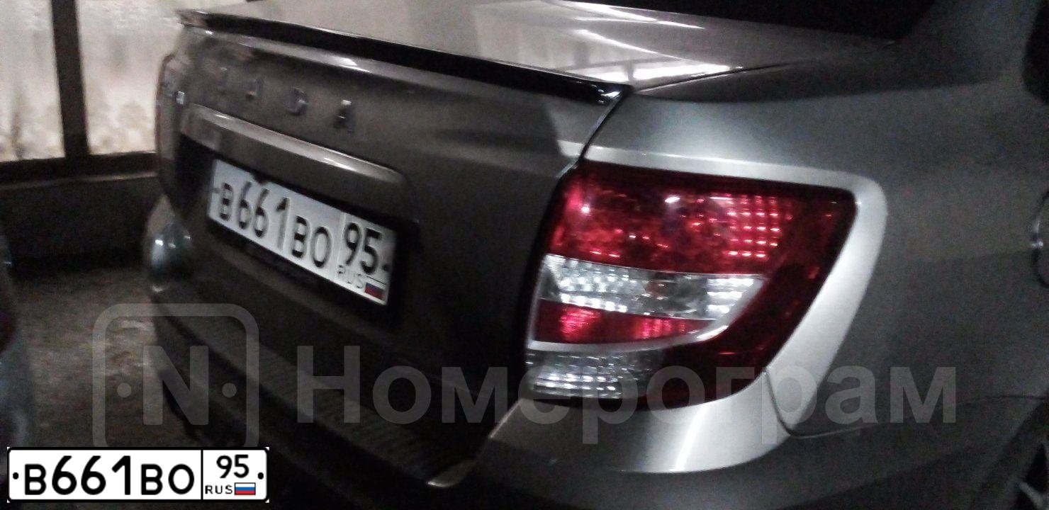 Фото автомобиля LADA 2190 GRANTA, 2019 — госномер В661ВО95. Цвет: СЕРЕБРИСТО-СЕРЫЙ