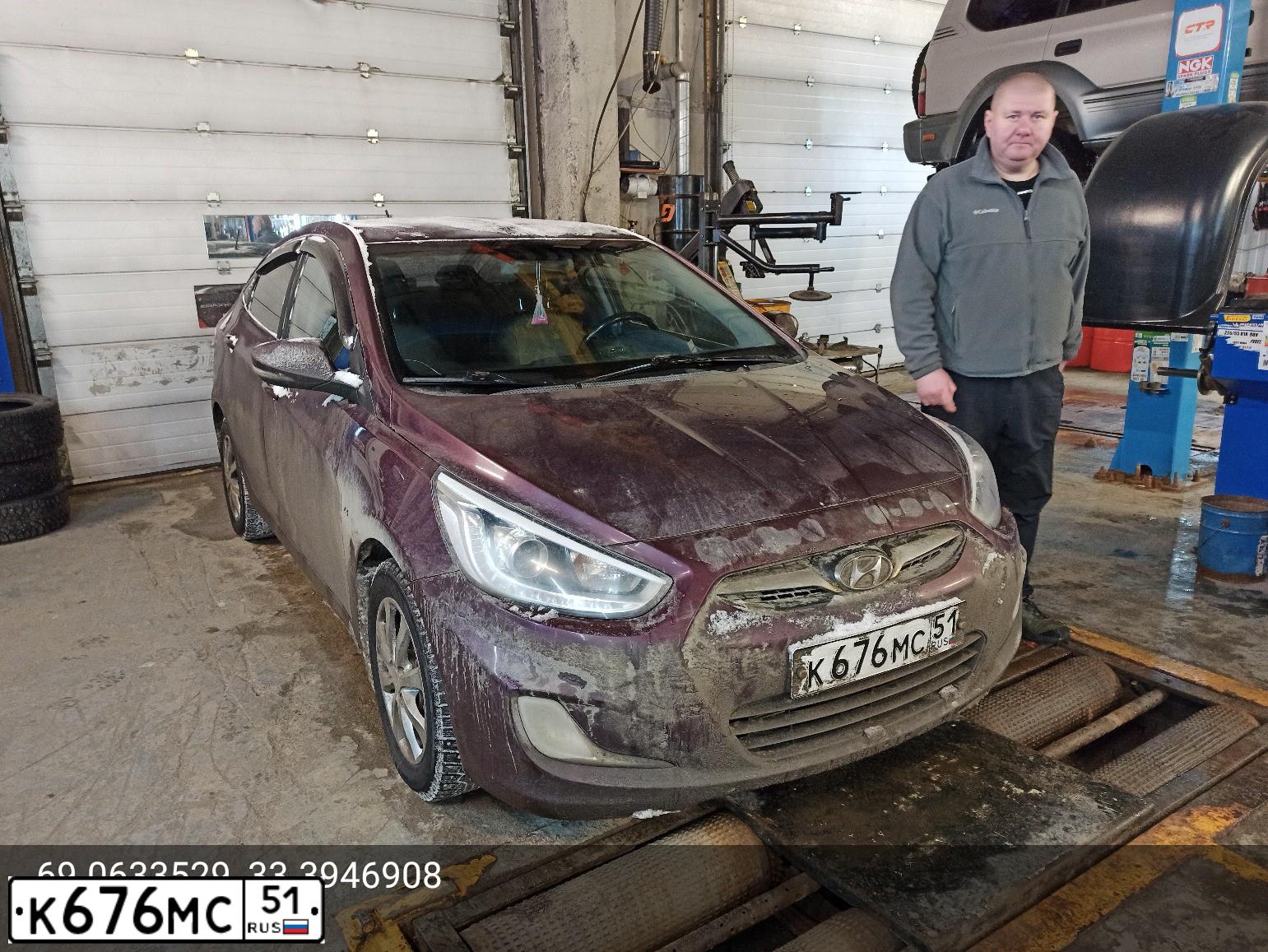 Фото автомобиля HYUNDAI SOLARIS, 2014 — госномер К676МС51. Цвет: ФИОЛЕТОВЫЙ