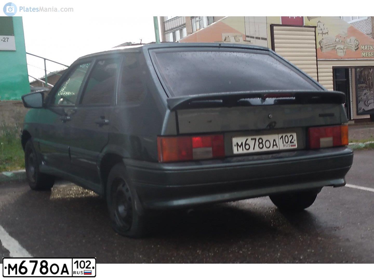 Фото автомобиля LADA 2114 SAMARA, 2006 — госномер М678ОА102. Цвет: СЕРО-СИНЕ-ЗЕЛЕНЫЙ