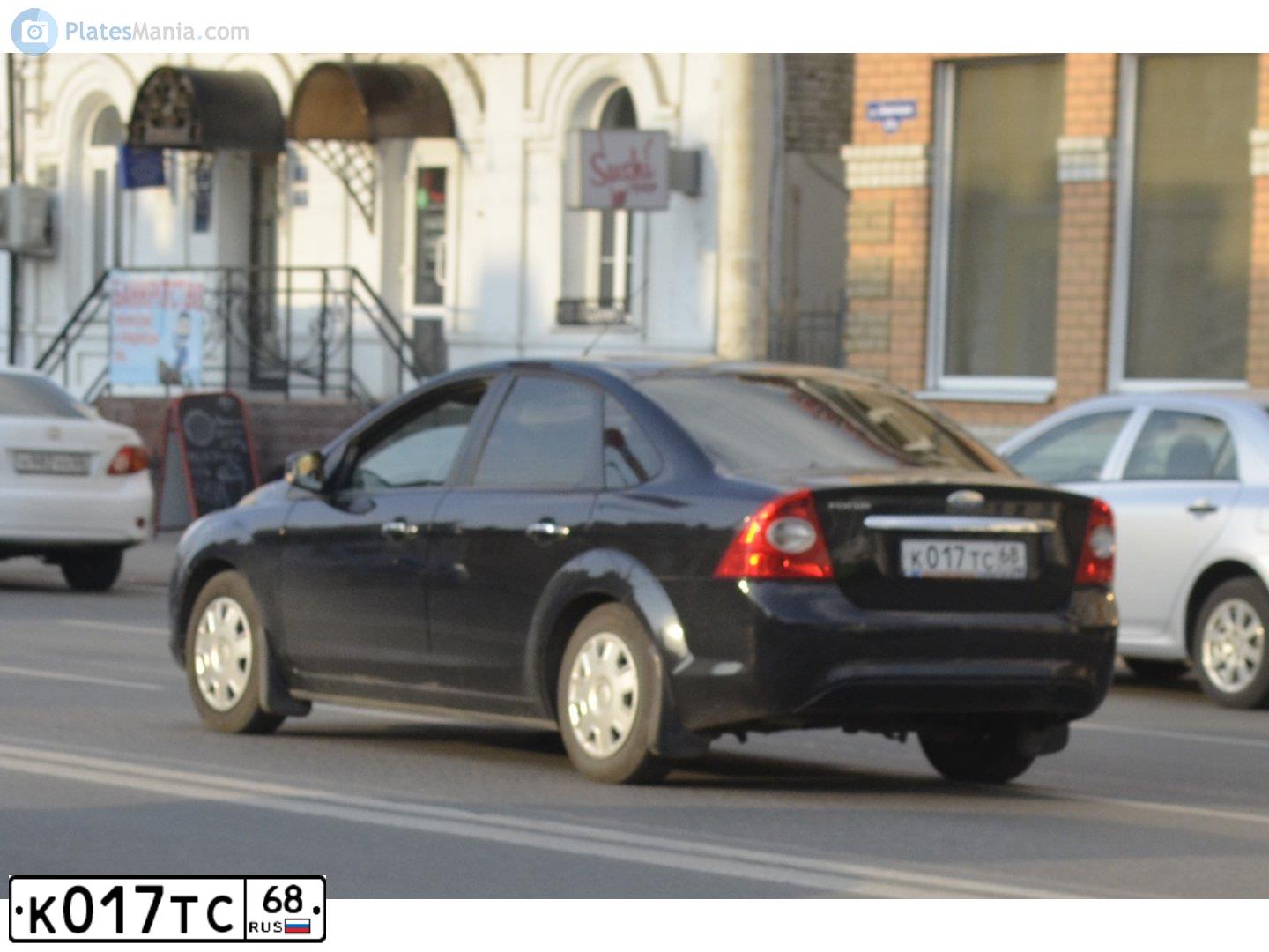 Фото автомобиля FORD FOCUS, 2008 — госномер К017ТС68. Цвет: ЧЕРНЫЙ