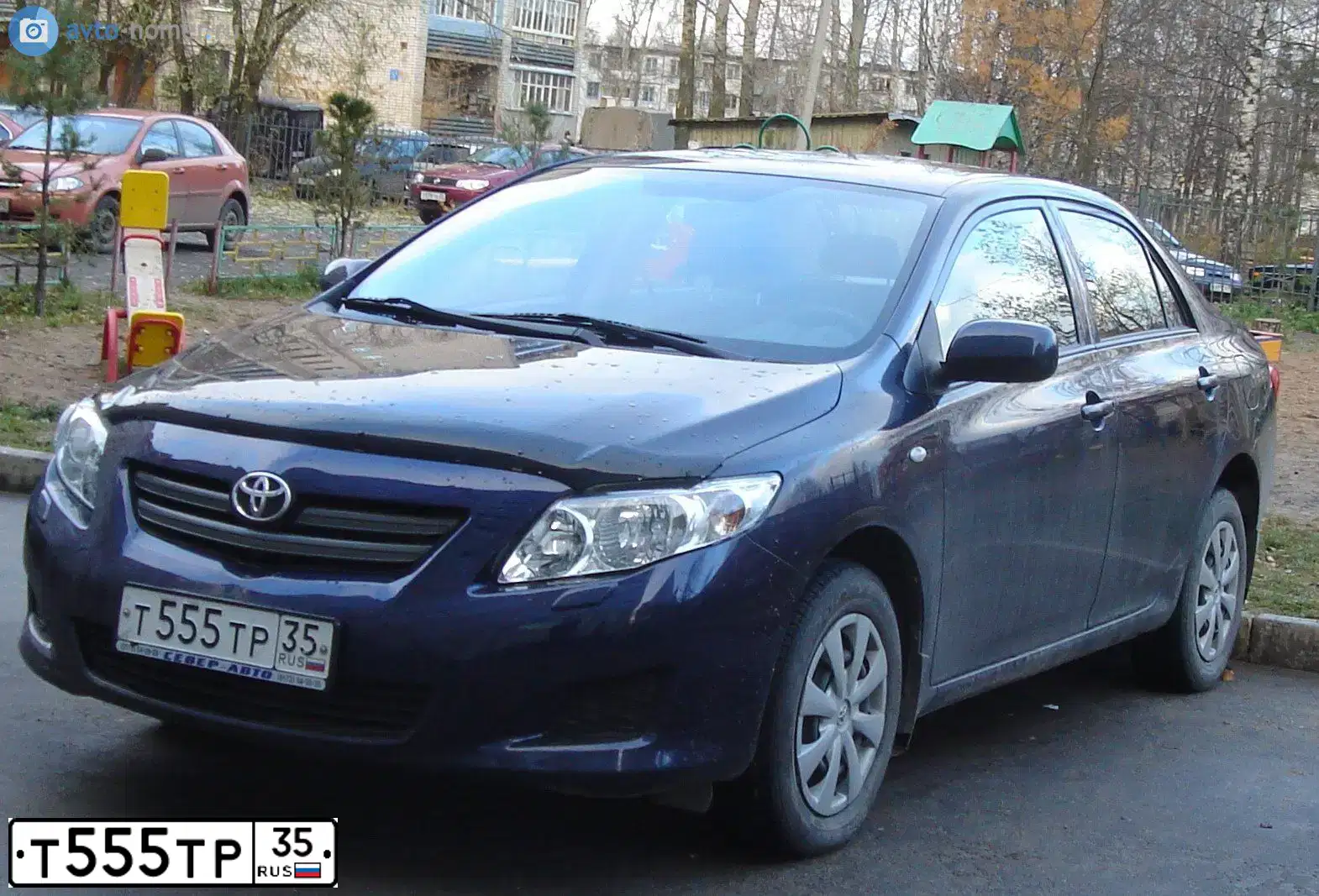 Фото автомобиля TOYOTA COROLLA, 2008 — госномер Е447МС35. Цвет: ТЕМНО СИНИЙ