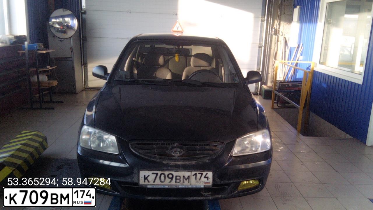 Фото автомобиля TAGAZ ACCENT, 2008 — госномер К709ВМ174. Цвет: ЧЕРНЫЙ
