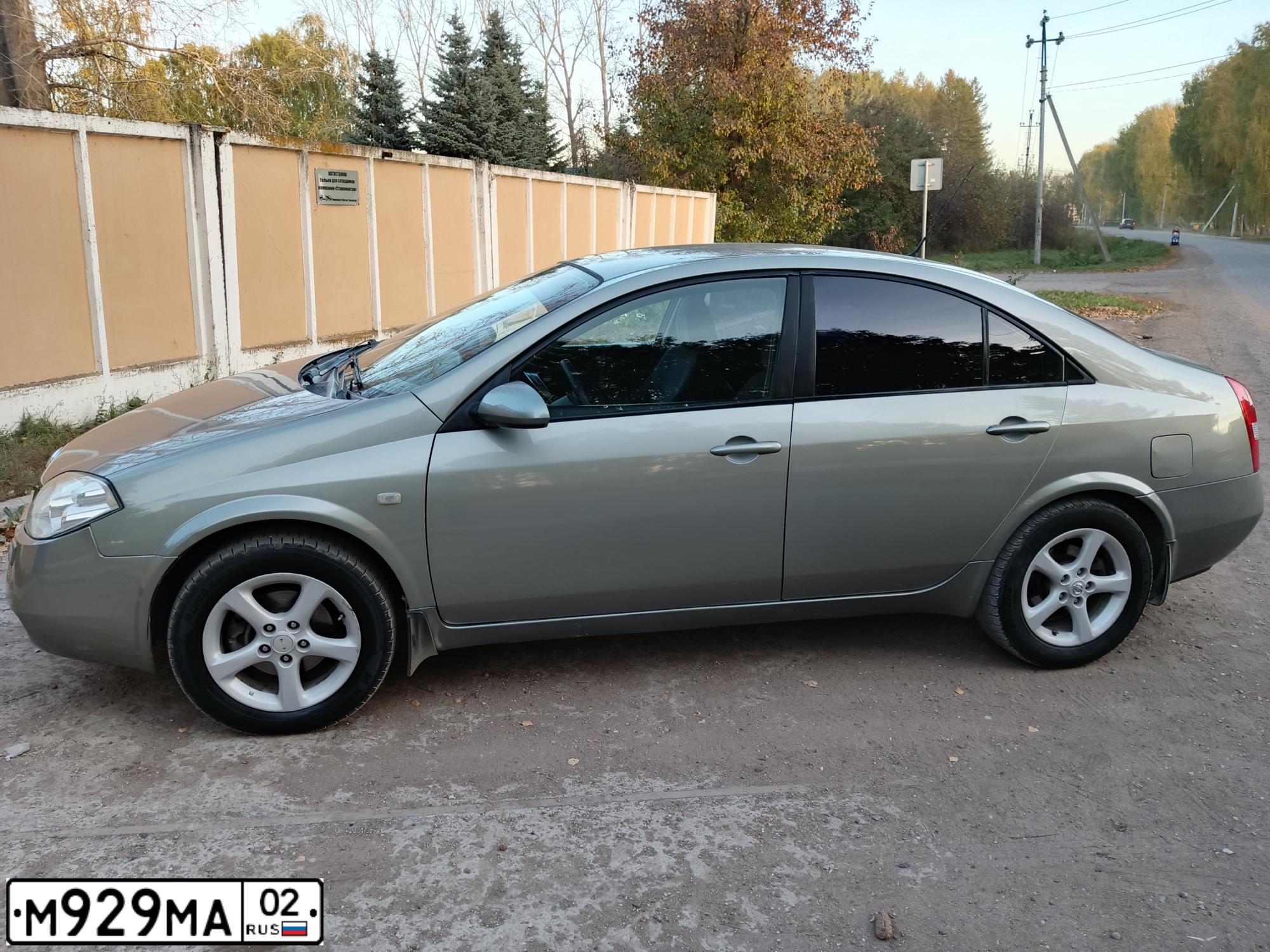 Фото автомобиля NISSAN PRIMERA, 2006 — госномер М929МА02. Цвет: СЕРО-ЗЕЛЕНЫЙ
