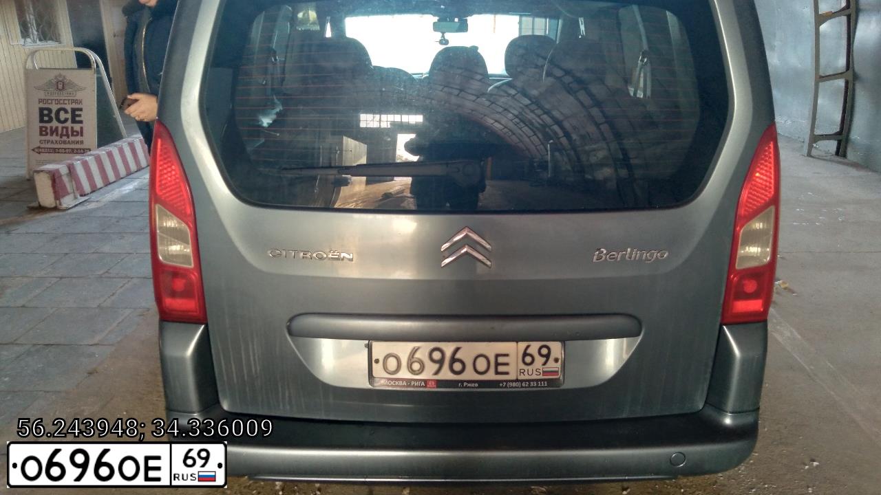Фото автомобиля CITROEN BERLINGO, 2011 — госномер О696ОЕ69. Цвет: СЕРЫЙ